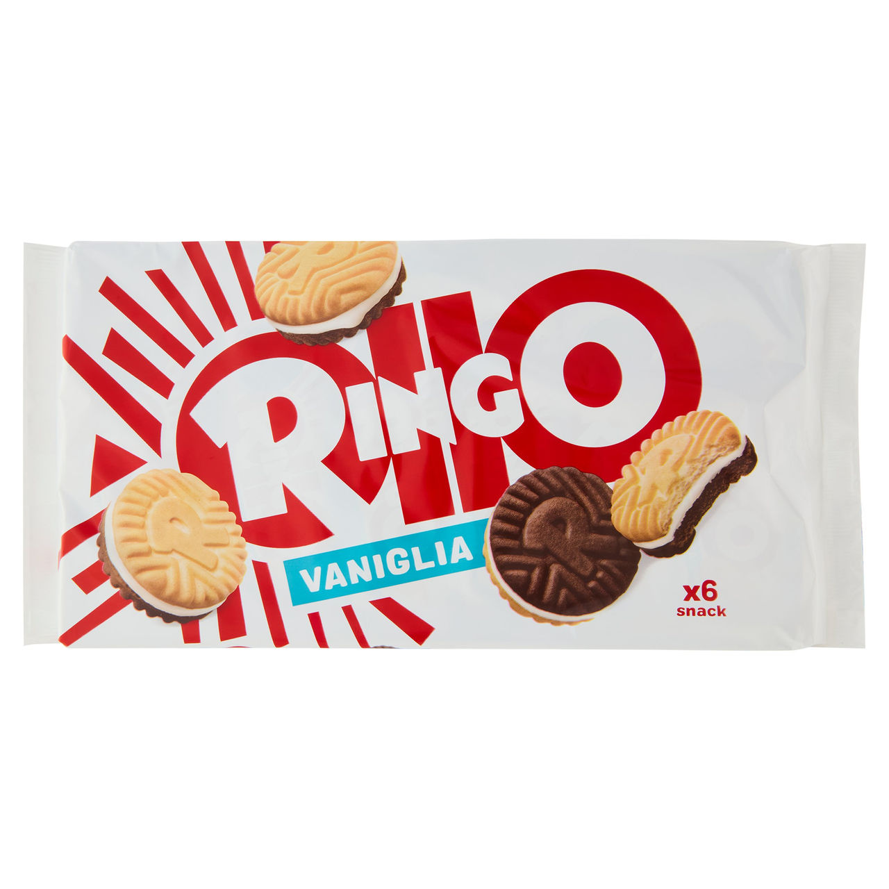 Ringo Vaniglia Biscotti Farciti con Crema Vaniglia Snack Merenda 6 porzioni 330g