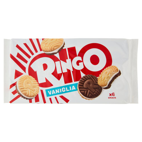Ringo Vaniglia Biscotti Farciti con Crema Vaniglia Snack Merenda 6 porzioni 330g