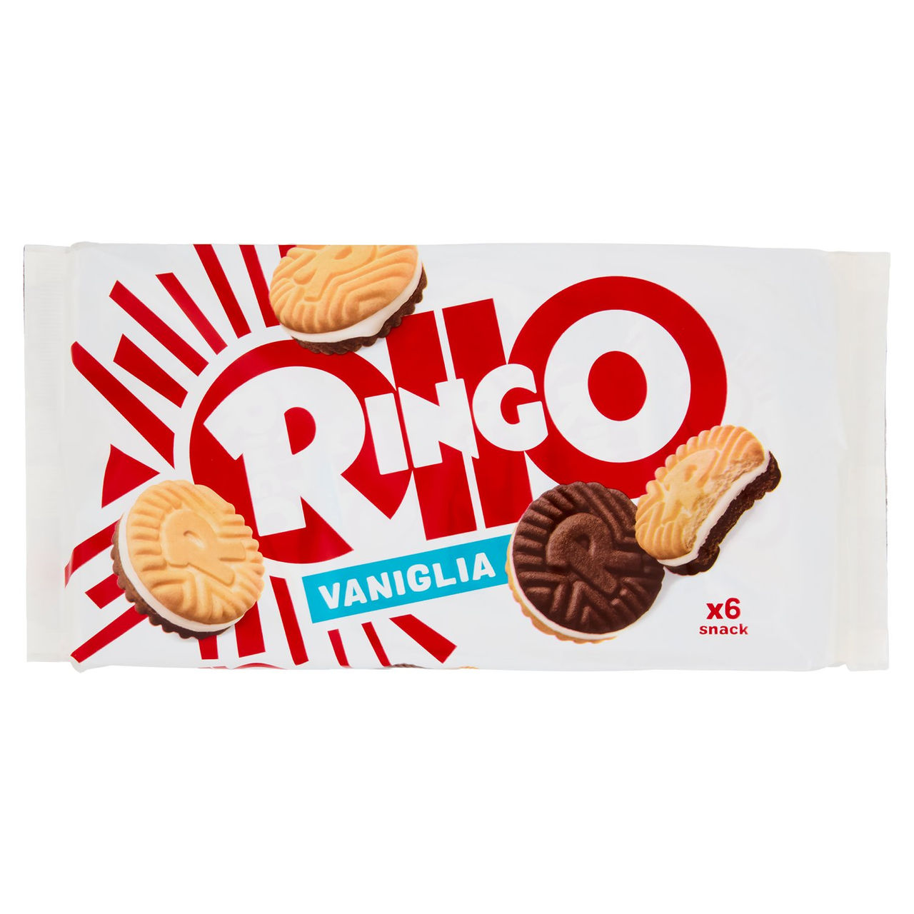 Ringo Vaniglia Biscotti Farciti con Crema Vaniglia Snack Merenda 6 porzioni 330g