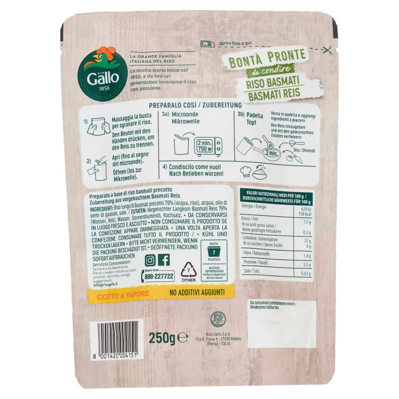 Riso Gallo Bontà Pronte da condire Riso Basmati 250 g