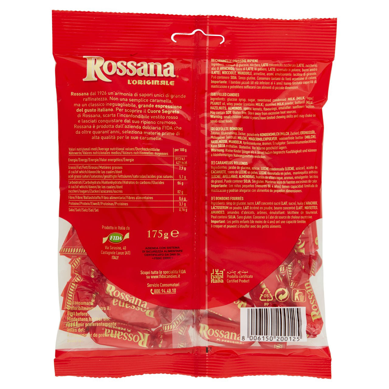 Caramelle Rossana 175 g