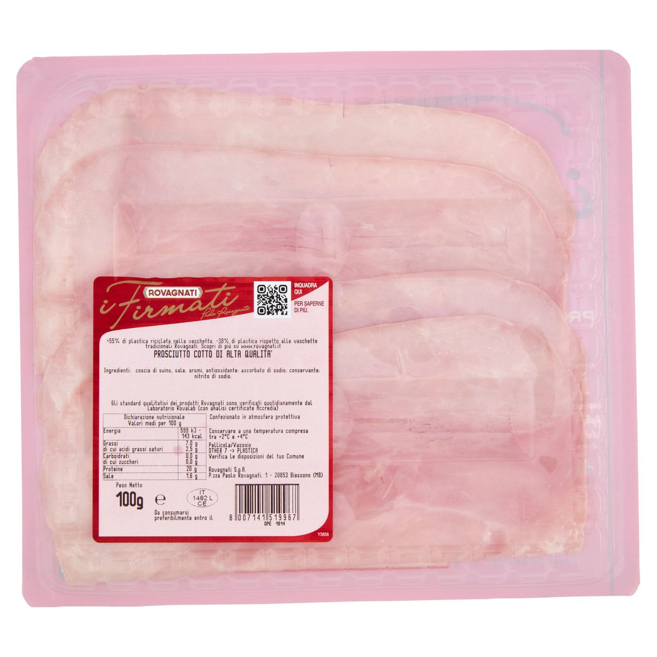 Rovagnati i Firmati Prosciutto Cotto di Alta Qualità 100 g