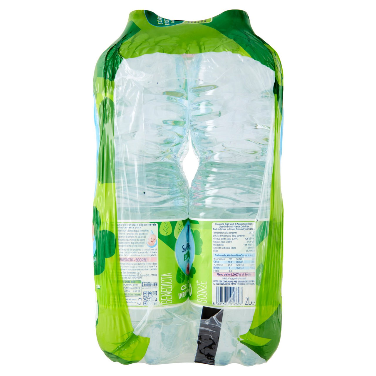 San Benedetto Acqua Naturale Benedicta Ecogreen 6 x 2 L