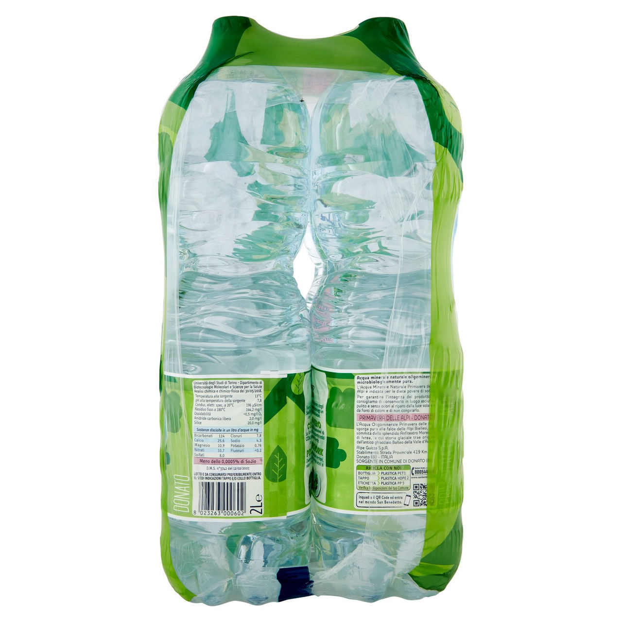 San Benedetto Acqua Naturale Primavera delle Alpi Ecogreen 6 x 2 L