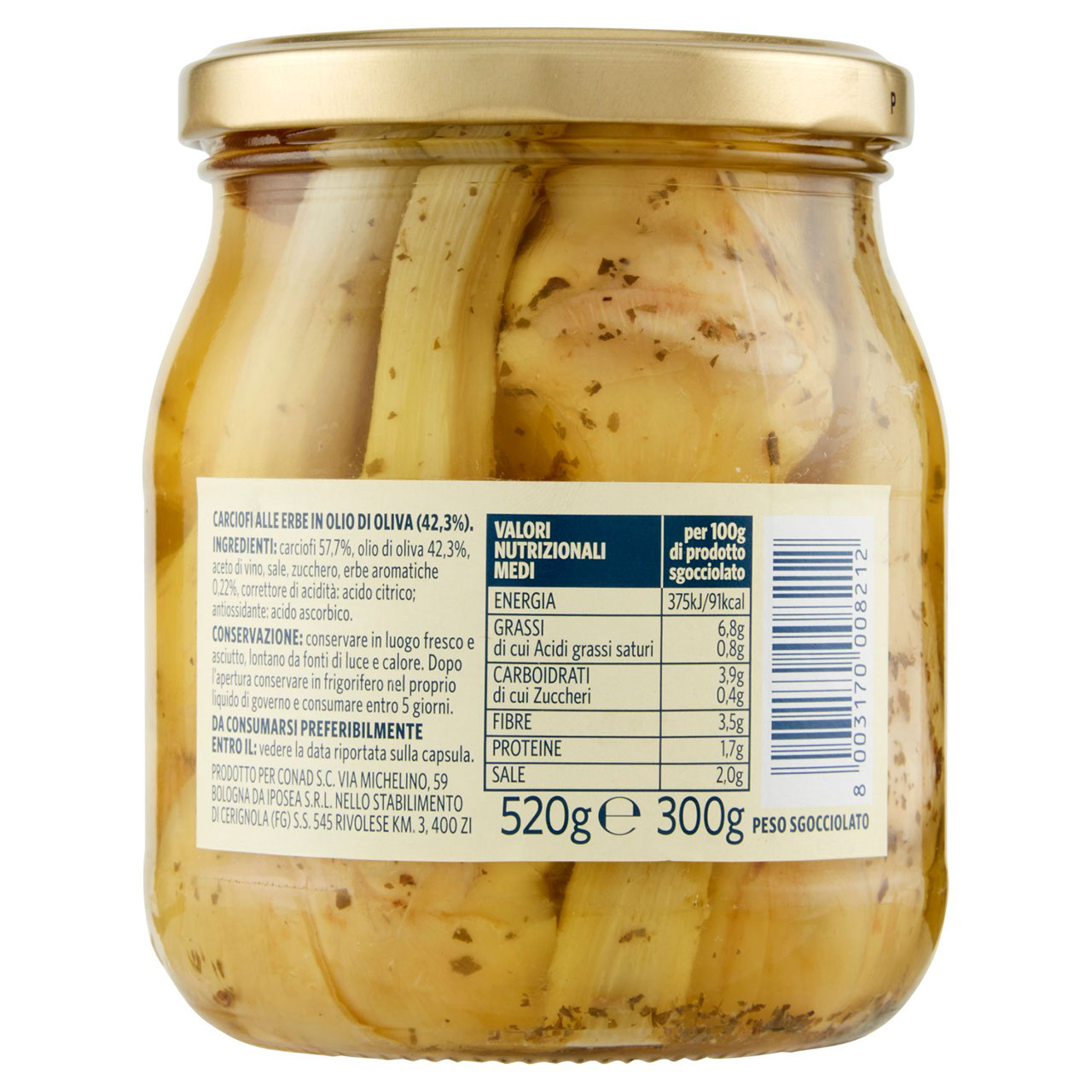 Carciofi in Olio di Oliva 520g Conad online