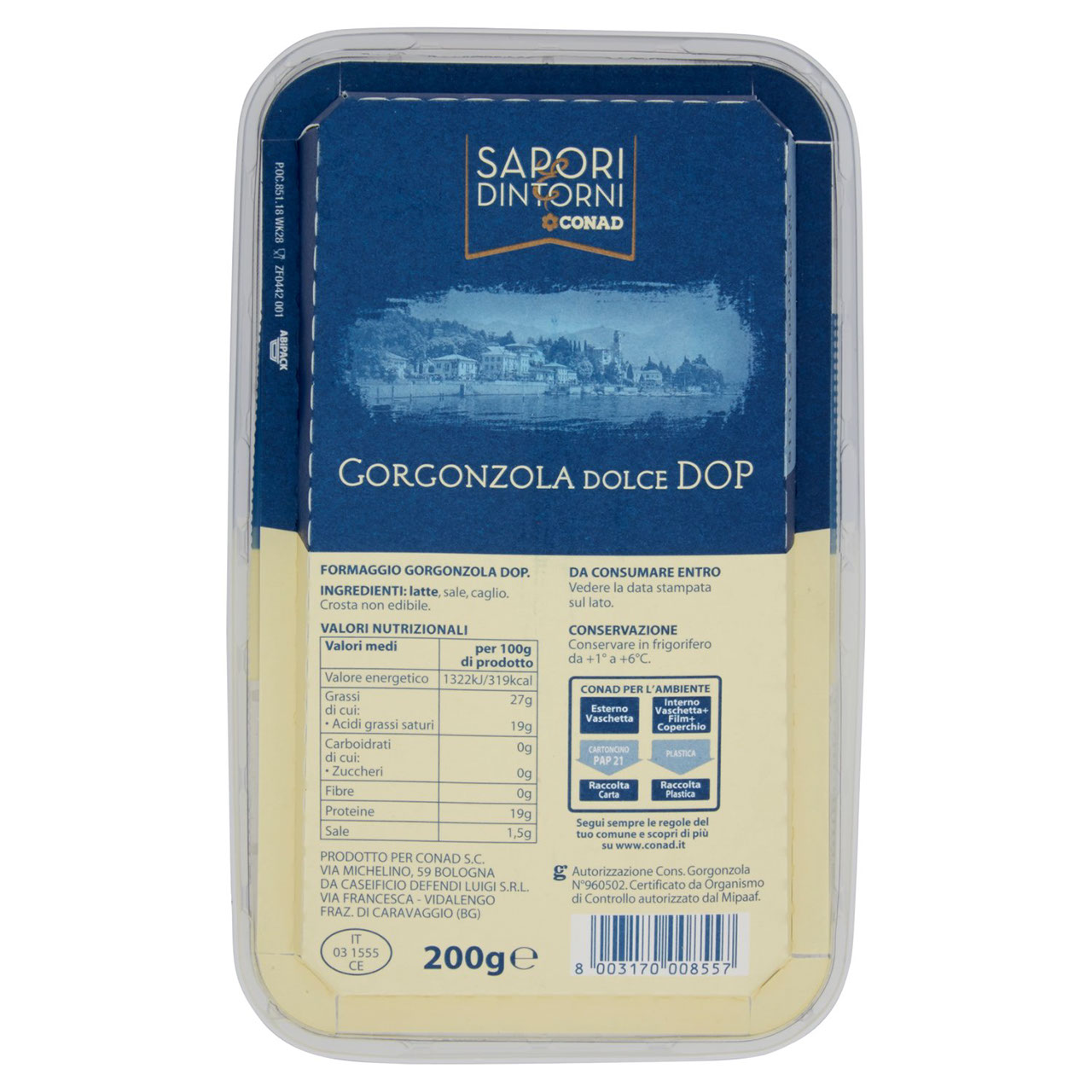 Gorgonzola Dolce DOP 200g Conad in vendita online