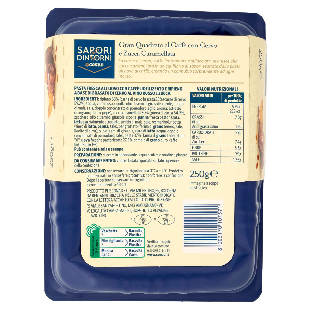 SAPORI & DINTORNI CONAD Gran Quadrato al Caffè con Cervo e Zucca Caramellata 250 g