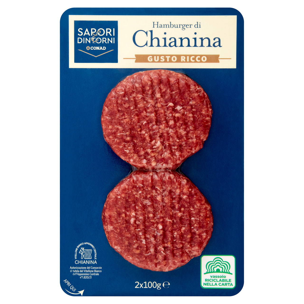 SAPORI & DINTORNI CONAD Hamburger di Chianina Gusto Ricco 2 x 100 g