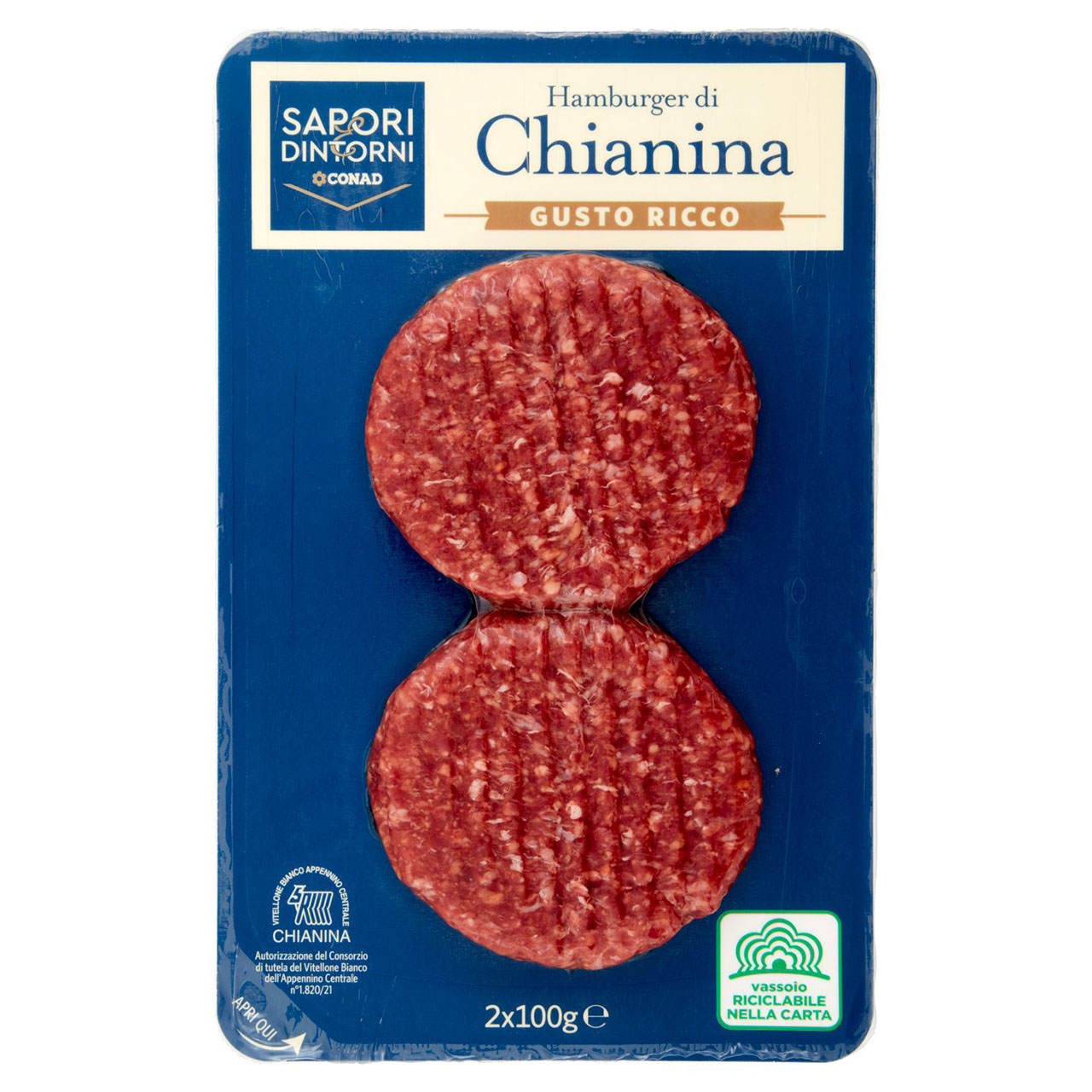 SAPORI & DINTORNI CONAD Hamburger di Chianina Gusto Ricco 2 x 100 g