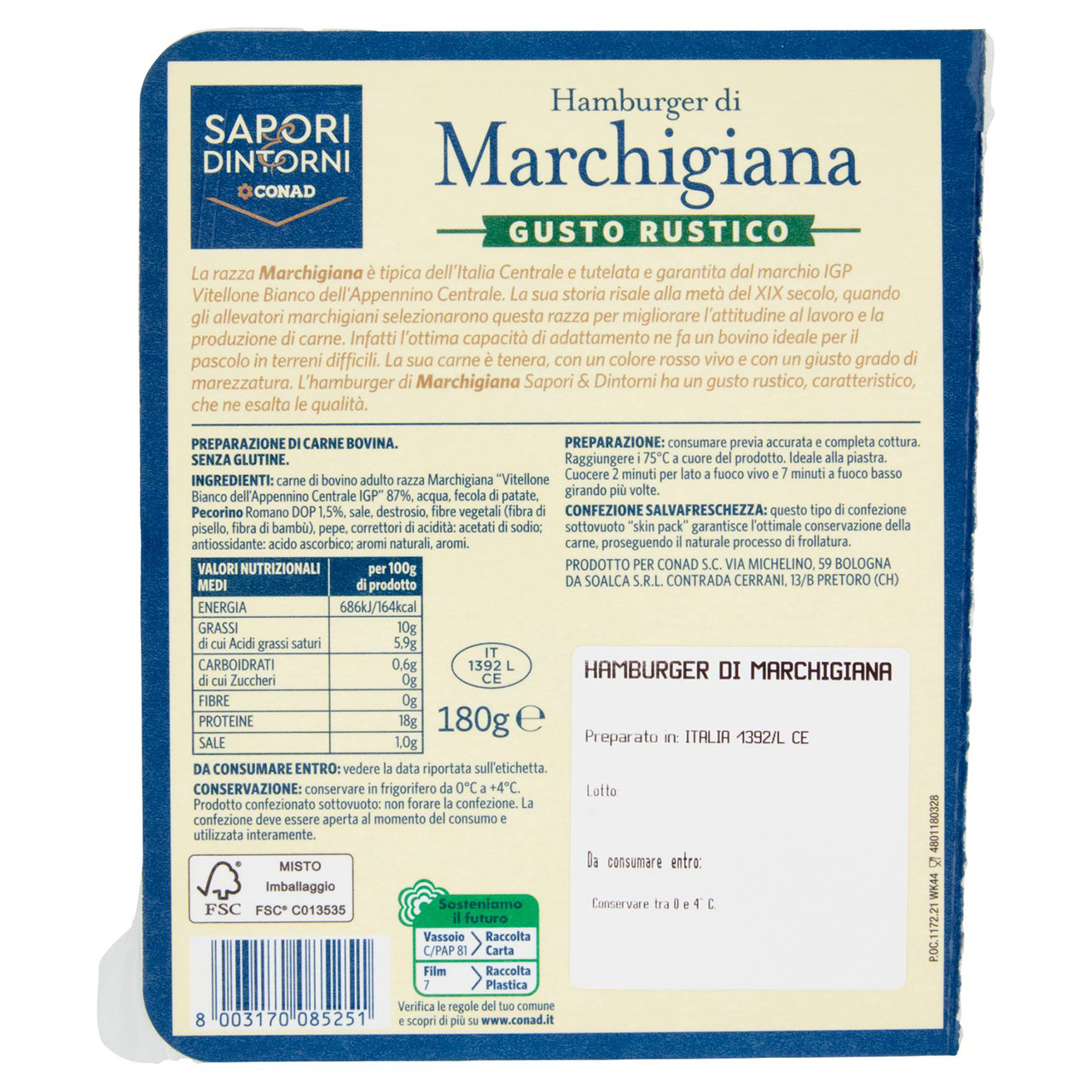 Hamburger di Marchigiana Gusto Rustico 180 g