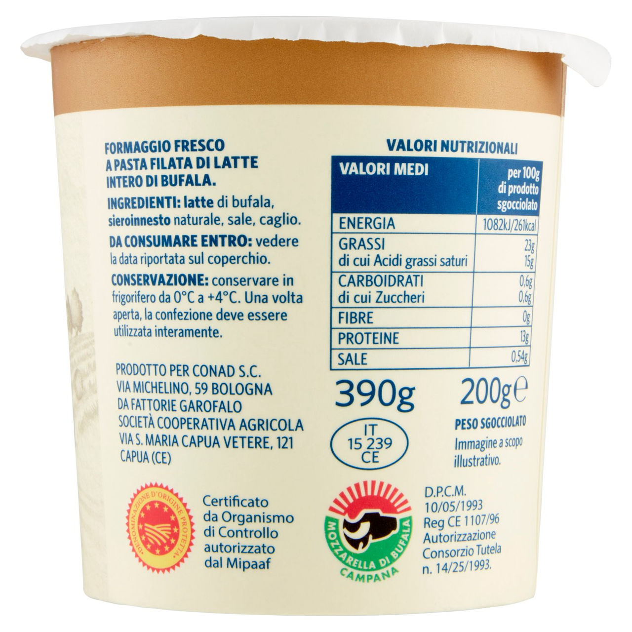 Mozzarella di Bufala Campana DOP 200 g Conad