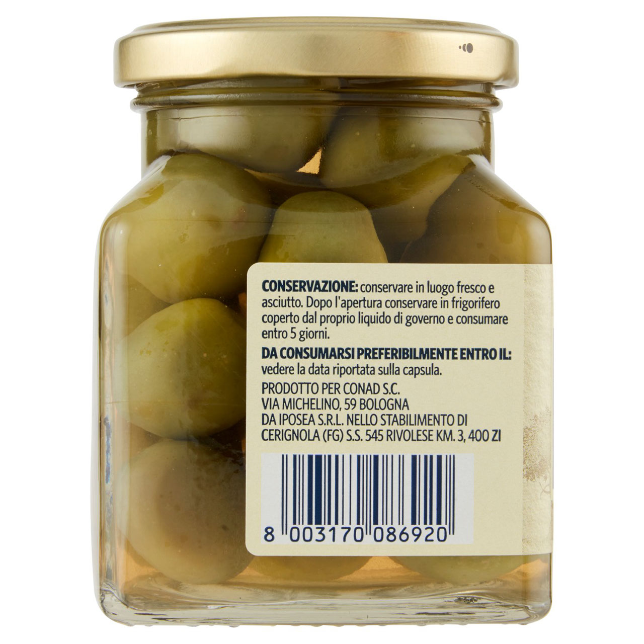 Olive Nocellara di Sicilia intere in Salamoia