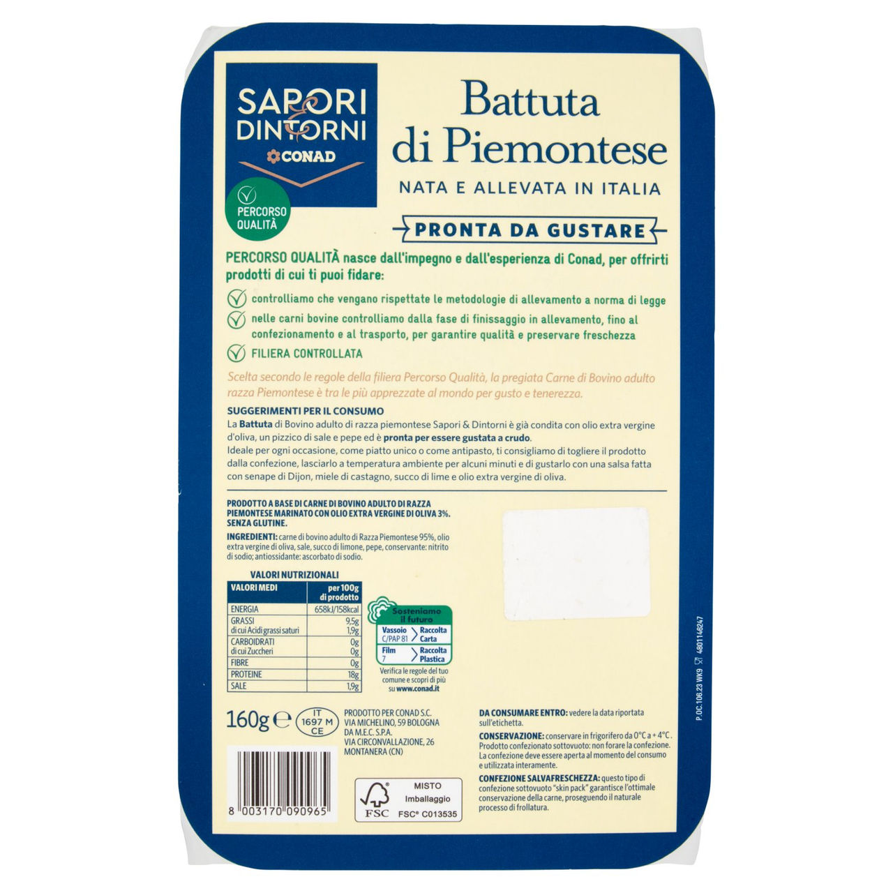 SAPORI & DINTORNI CONAD Percorso Qualità Battuta di Piemontese 160 g