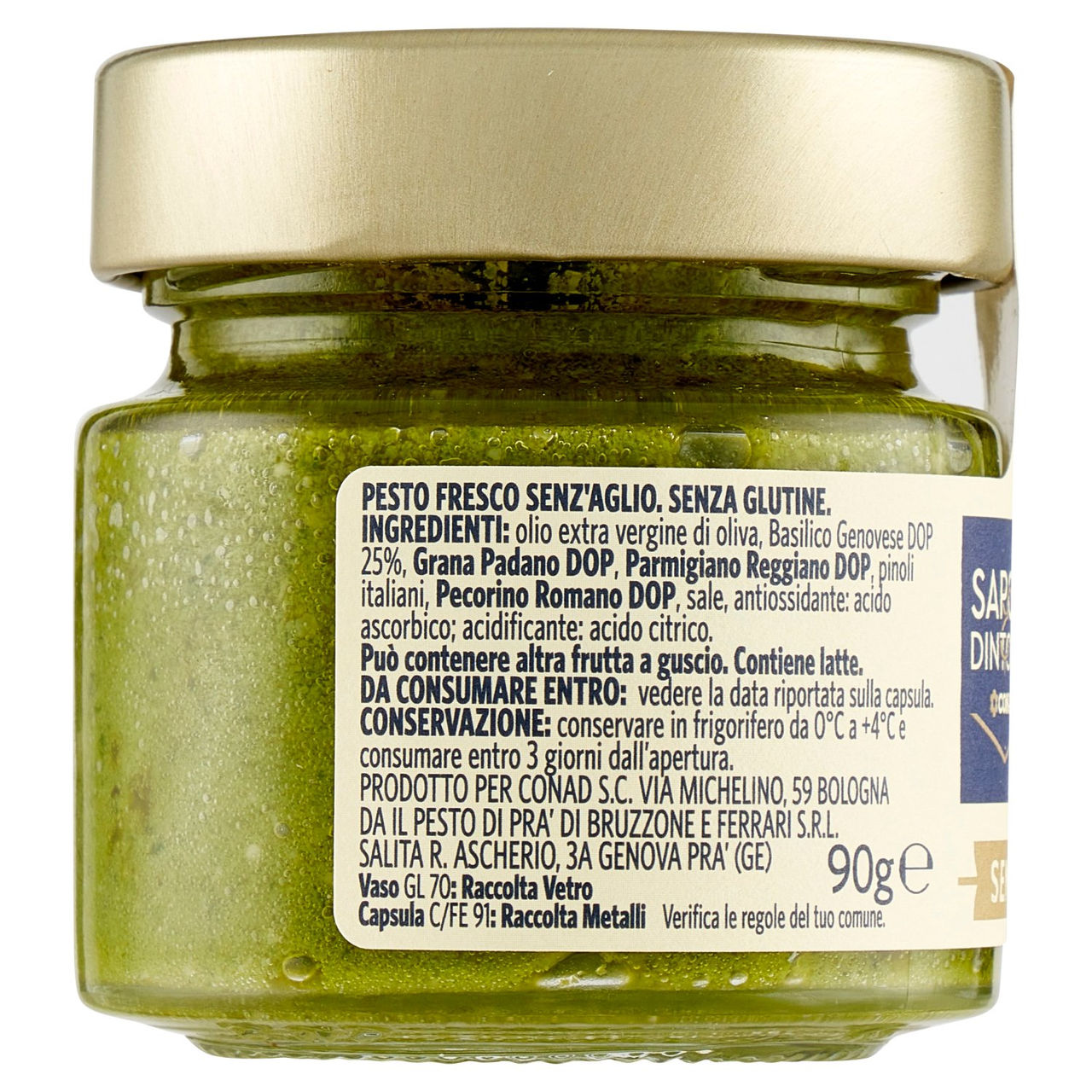 SAPORI & DINTORNI CONAD Pesto alla Genovese con Basilico Genovese DOP Senza Aglio 90 g