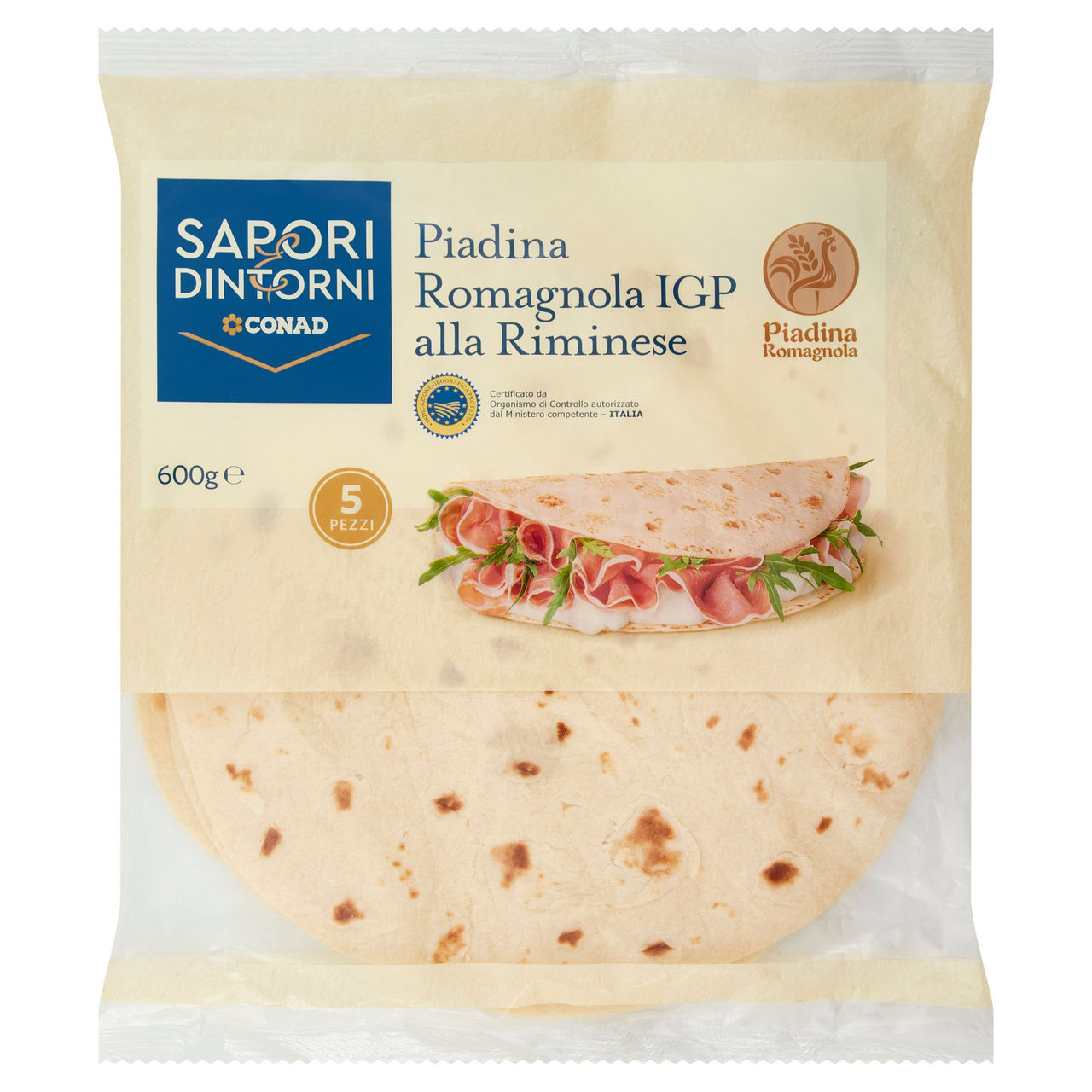 SAPORI & DINTORNI CONAD Piadina Romagnola IGP alla Riminese 5 x 120 g