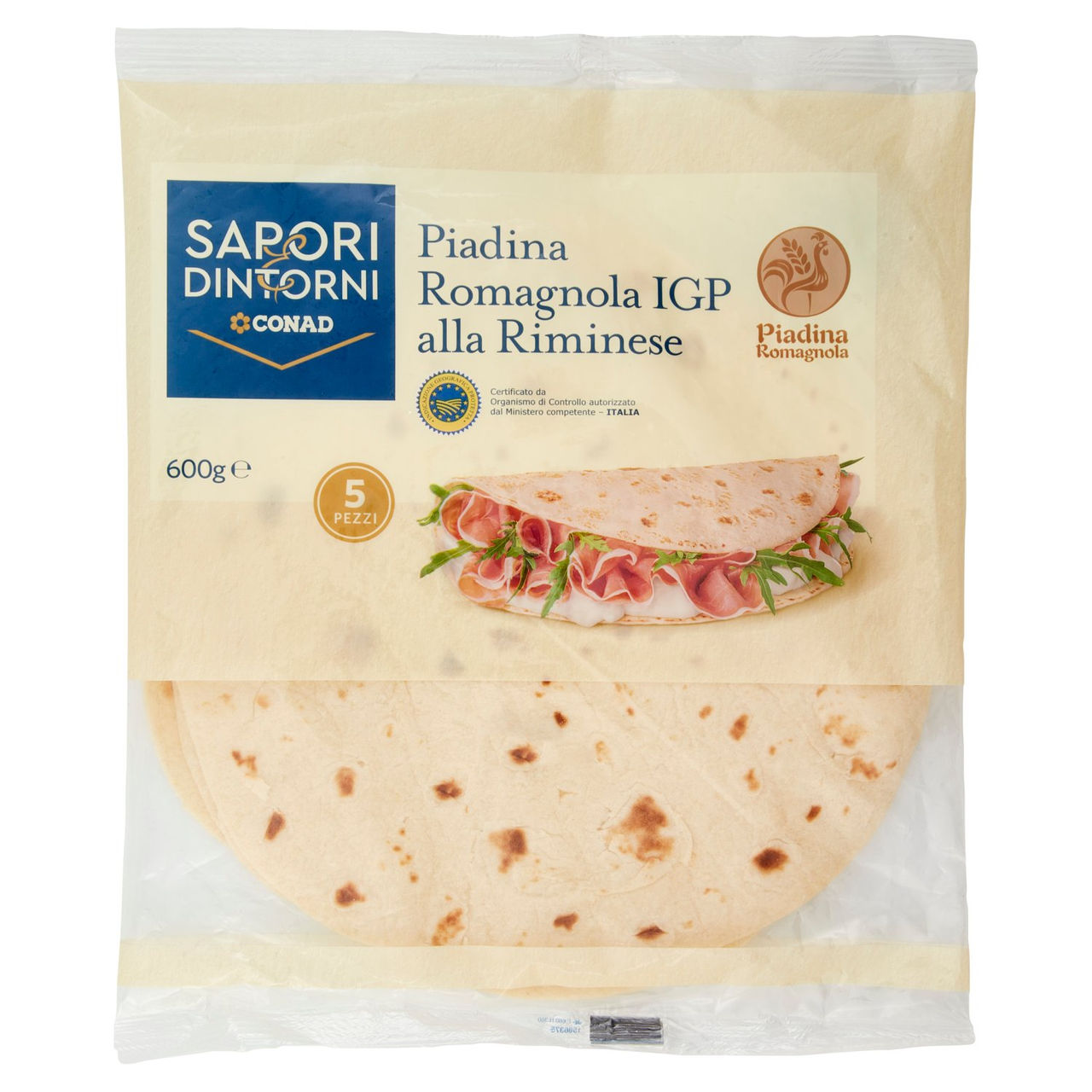 SAPORI & DINTORNI CONAD Piadina Romagnola IGP alla Riminese 5 x 120 g