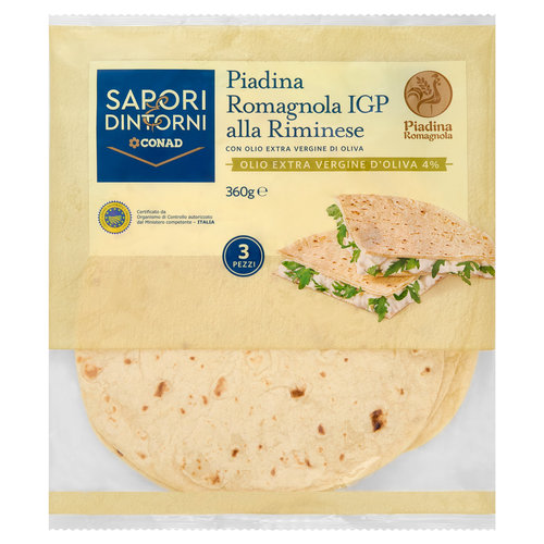 SAPORI & DINTORNI CONAD Piadina Romagnola IGP alla Riminese con Olio Extra Vergine di Oliva 3 x 120g