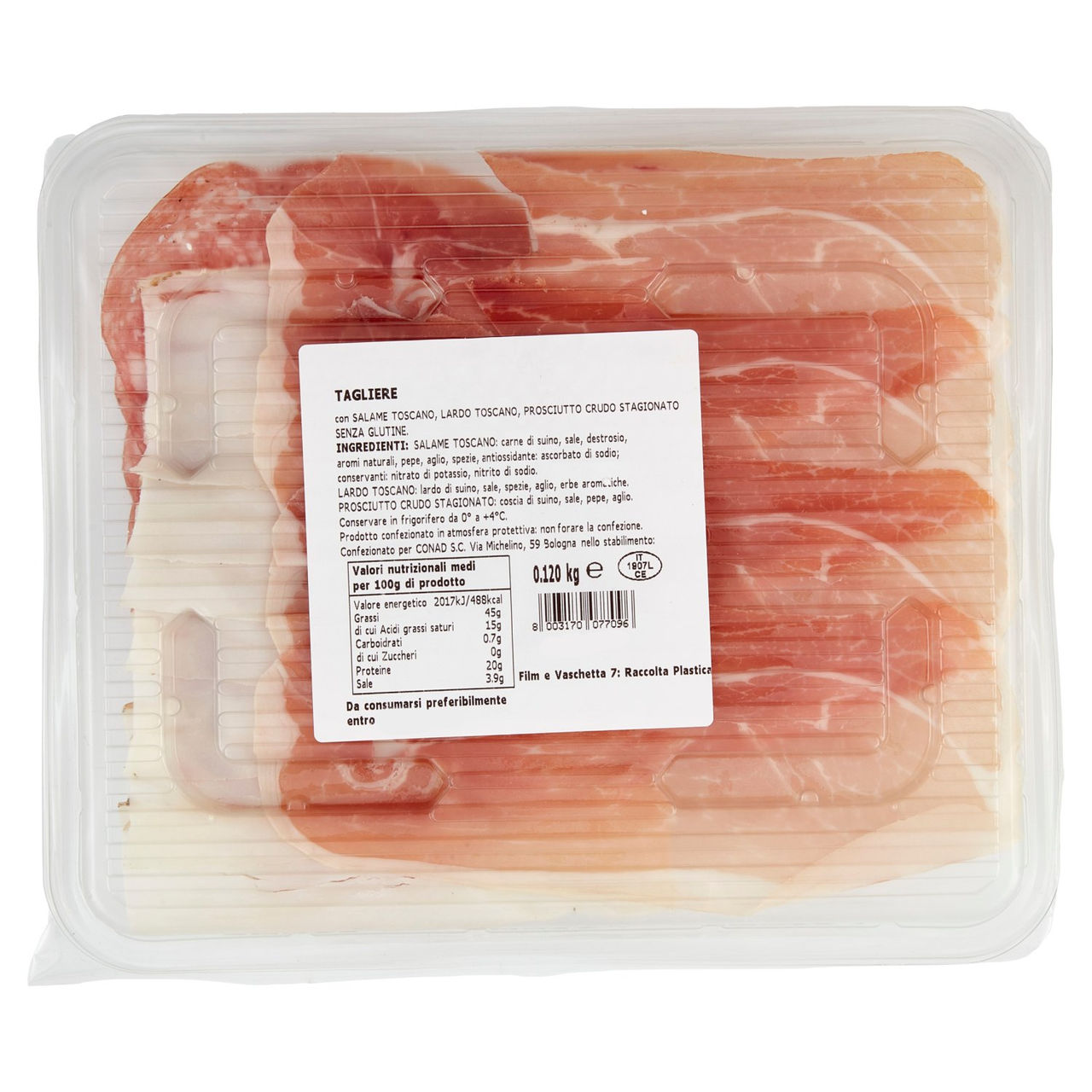 SAPORI & DINTORNI CONAD Tagliere Salame Toscano, Lardo Toscano, Prosciutto Crudo Stagionato 0,120 kg