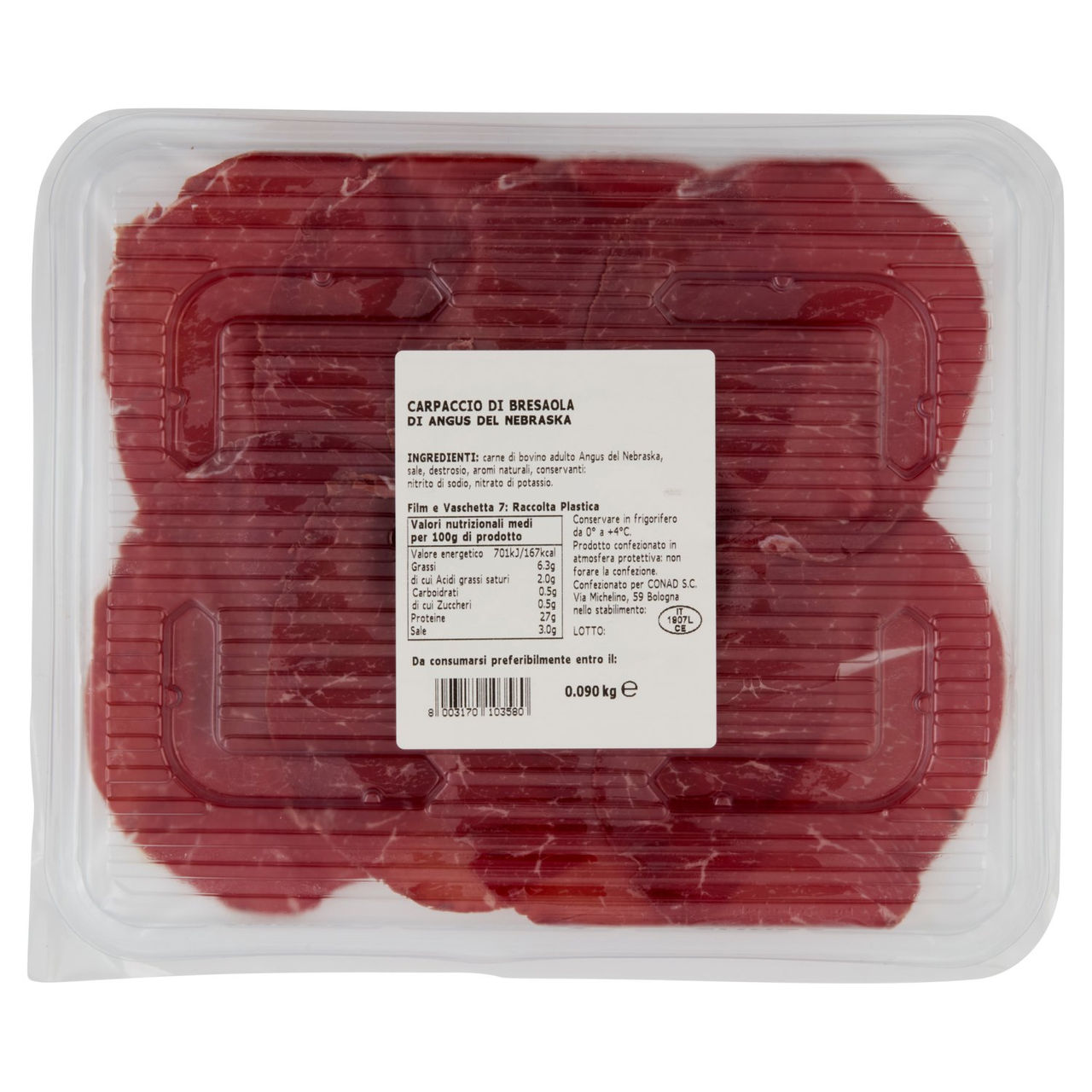 SAPORI & IDEE CONAD Carpaccio di Bresaola di Angus del Nebraska 0,090 kg