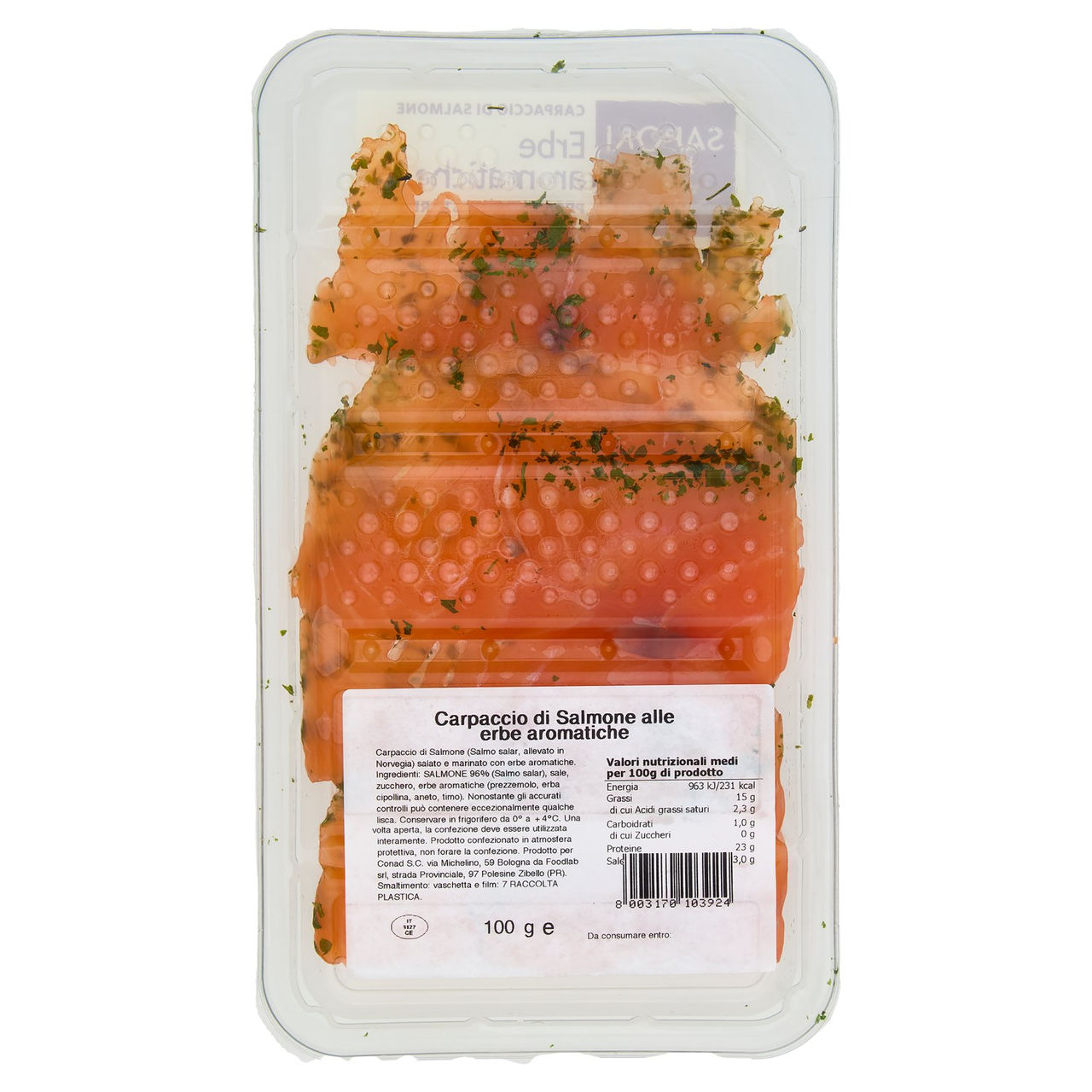 SAPORI & IDEE CONAD Carpaccio di Salmone Erbe aromatiche 100 g