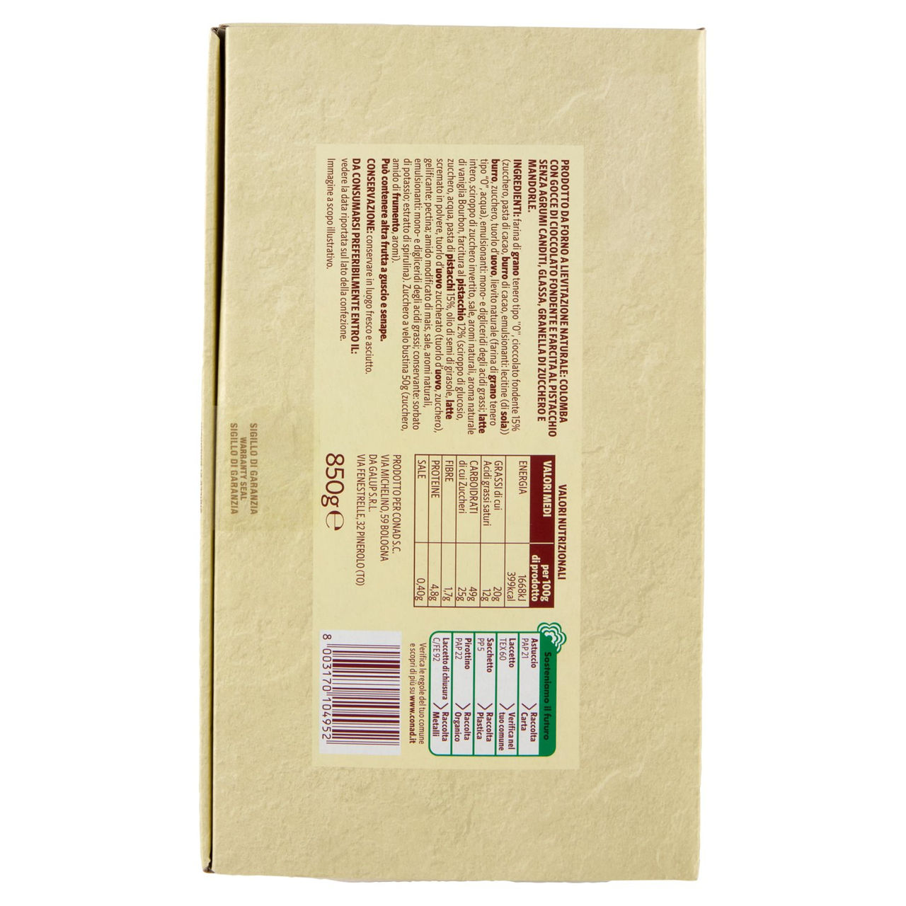 SAPORI & IDEE CONAD Colomba Pistacchio 850 g