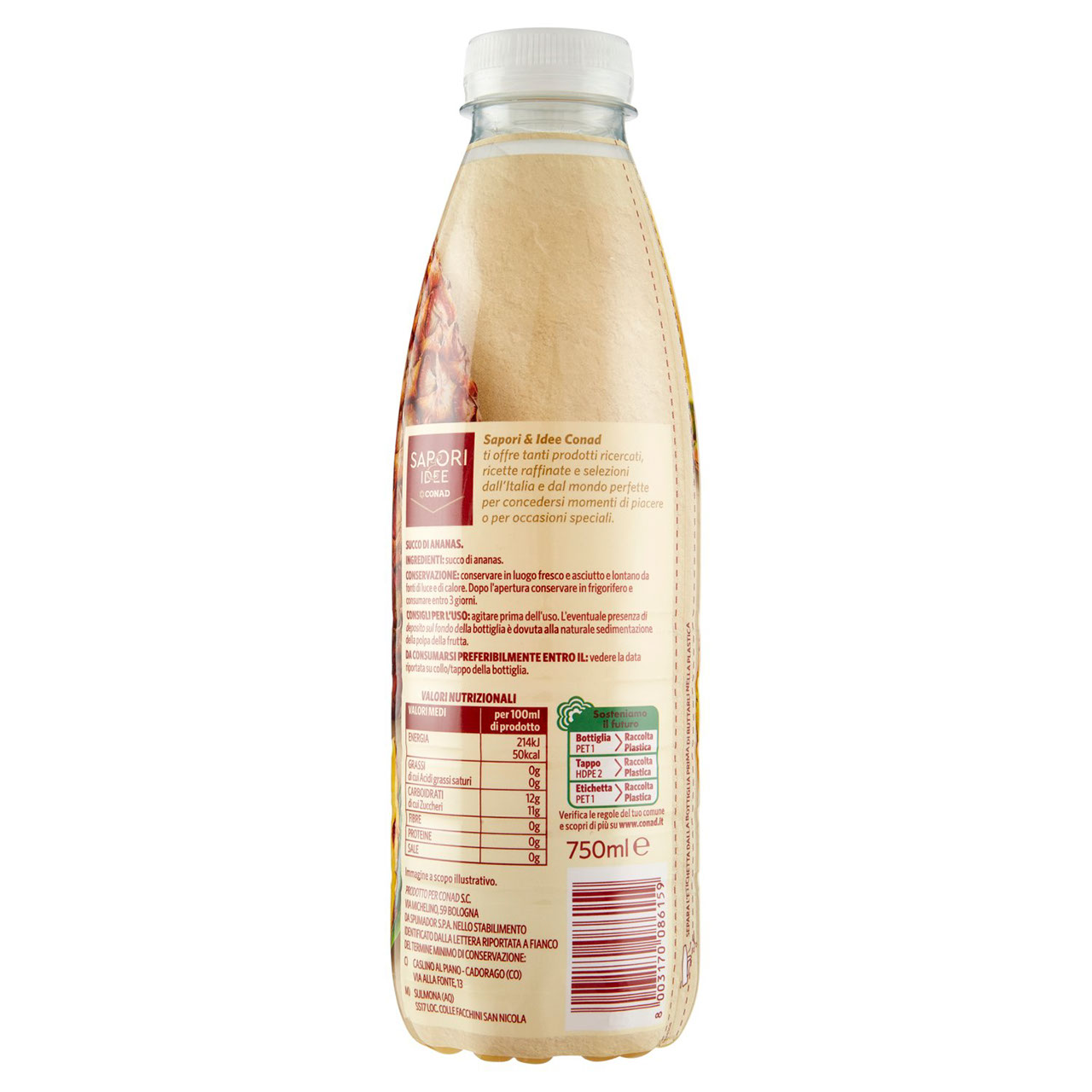 Succo 100% Ananas 750 ml Conad