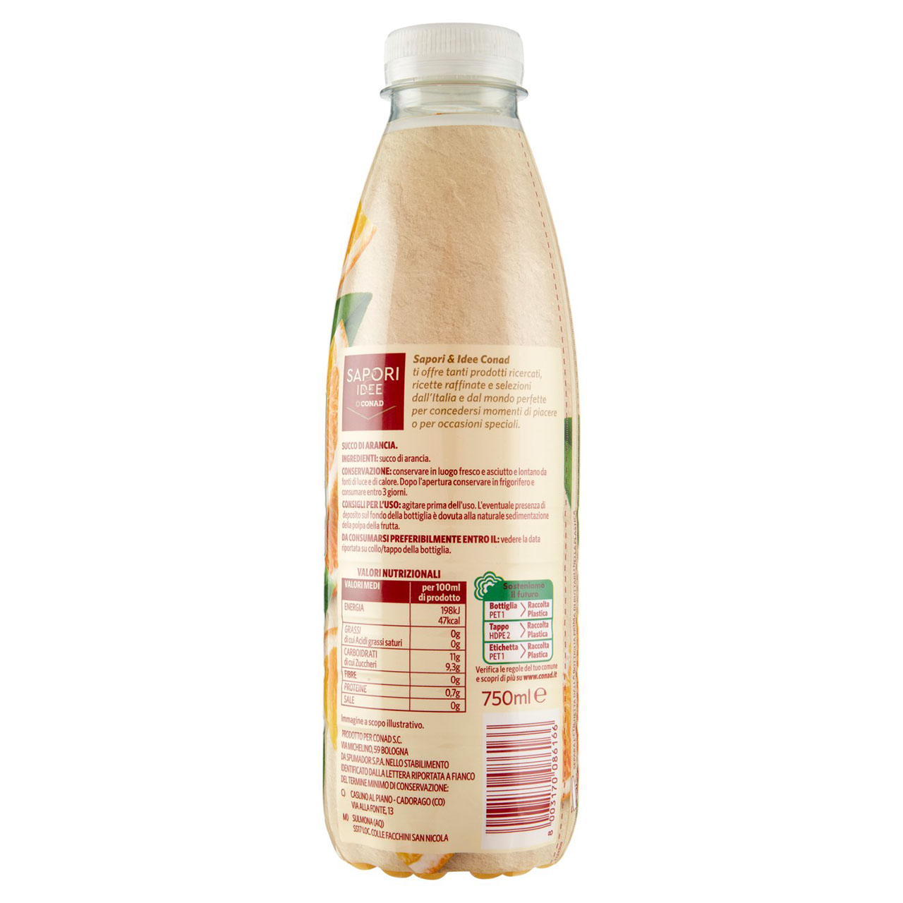 Succo 100% Arancia 750 ml Conad