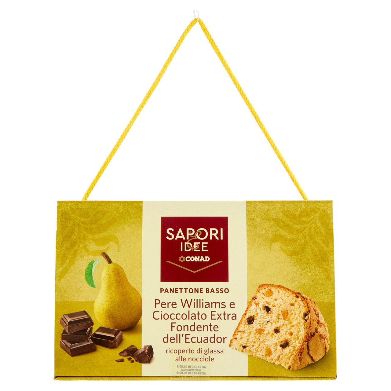 SAPORI & IDEE CONAD Panettone Basso Pere Williams e Cioccolato Extra Fondente dell'Ecuador 850 g