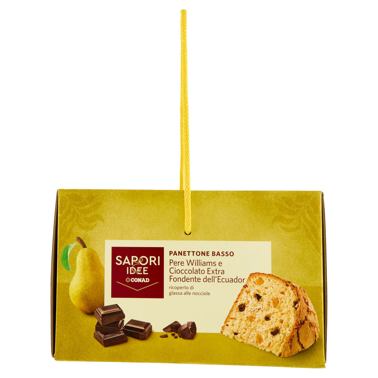 SAPORI & IDEE CONAD Panettone Basso Pere Williams e Cioccolato Extra Fondente dell'Ecuador 850 g