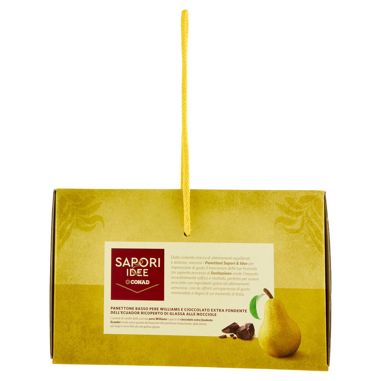 SAPORI & IDEE CONAD Panettone Basso Pere Williams e Cioccolato Extra Fondente dell'Ecuador 850 g