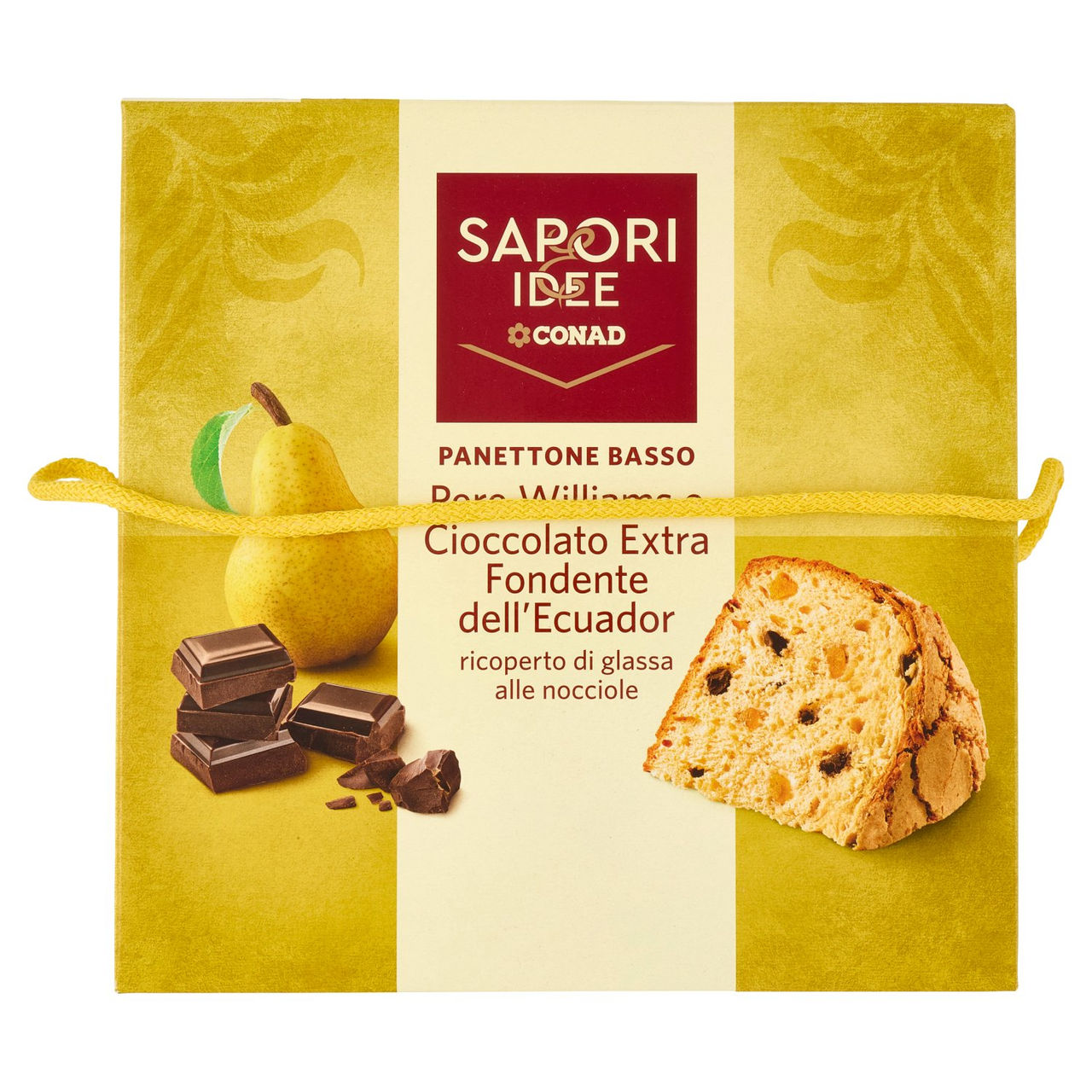 SAPORI & IDEE CONAD Panettone Basso Pere Williams e Cioccolato Extra Fondente dell'Ecuador 850 g