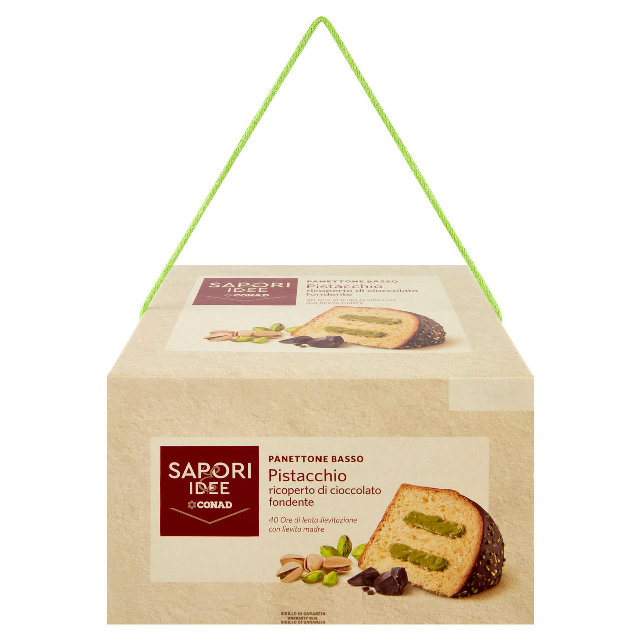 SAPORI & IDEE CONAD Panettone Basso Pistacchio ricoperto di cioccolato fondente 1 kg