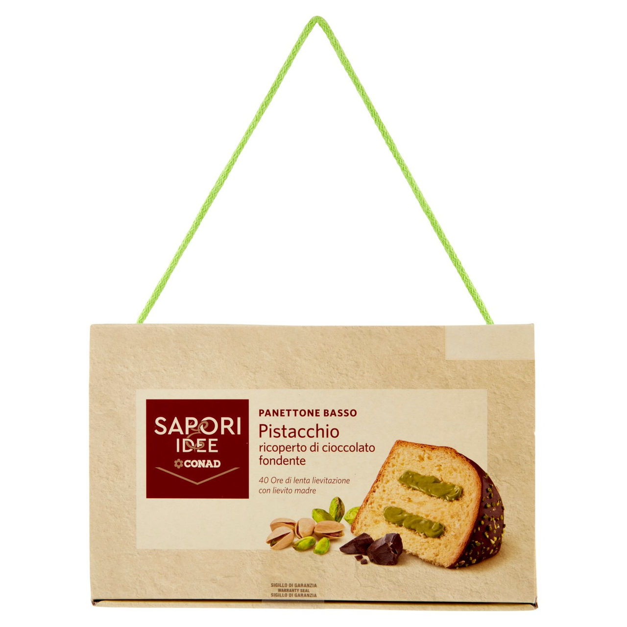 SAPORI & IDEE CONAD Panettone Basso Pistacchio ricoperto di cioccolato fondente 1 kg