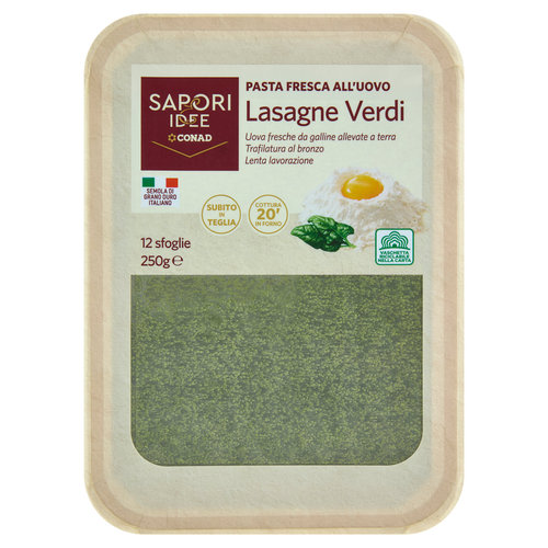 SAPORI & IDEE CONAD Pasta Fresca all'Uovo Lasagne Verdi 12 sfoglie 250 g