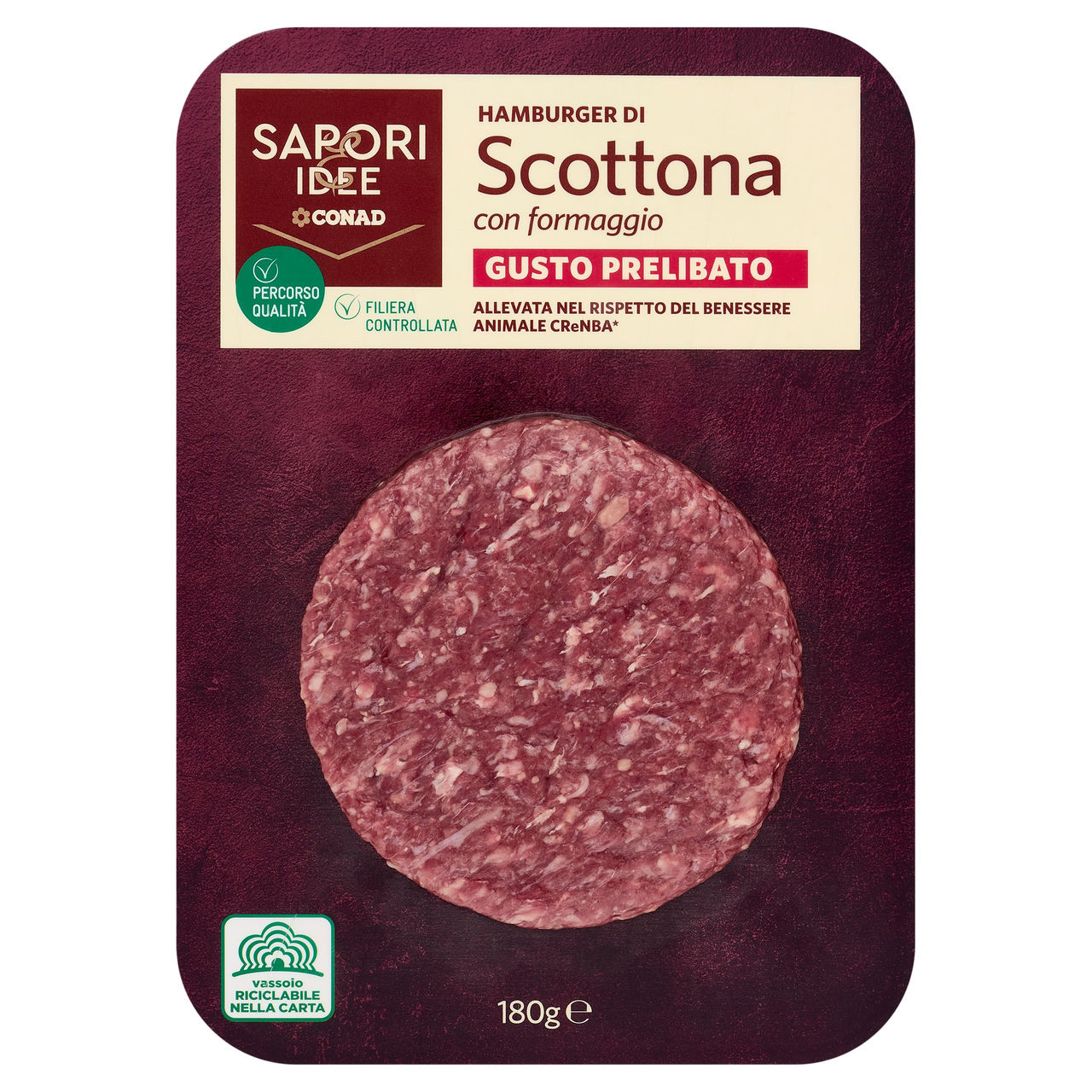 SAPORI & IDEE CONAD Percorso Qualità Hamburger di Scottona con formaggio Gusto Prelibato 180 g