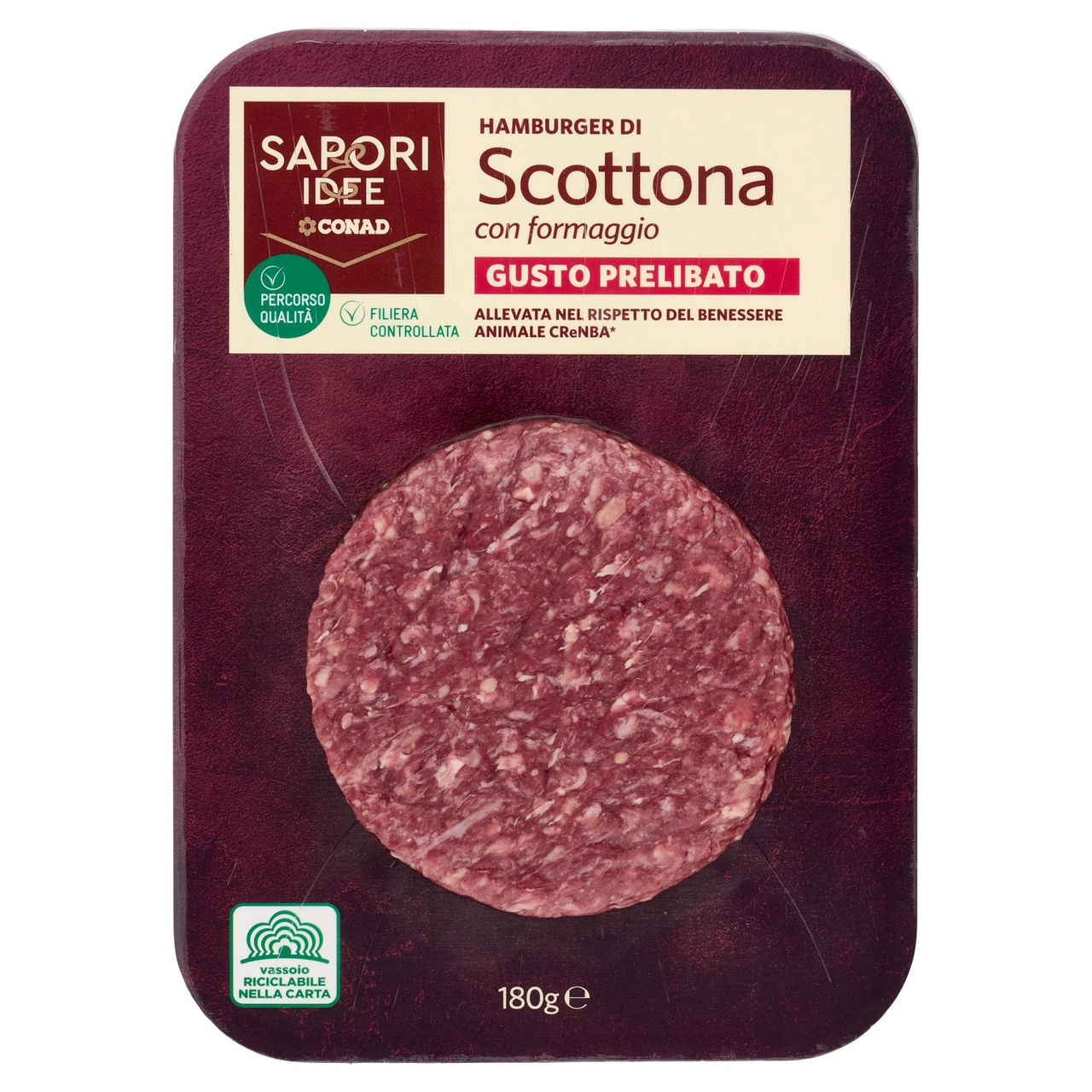 SAPORI & IDEE CONAD Percorso Qualità Hamburger di Scottona con formaggio Gusto Prelibato 180 g