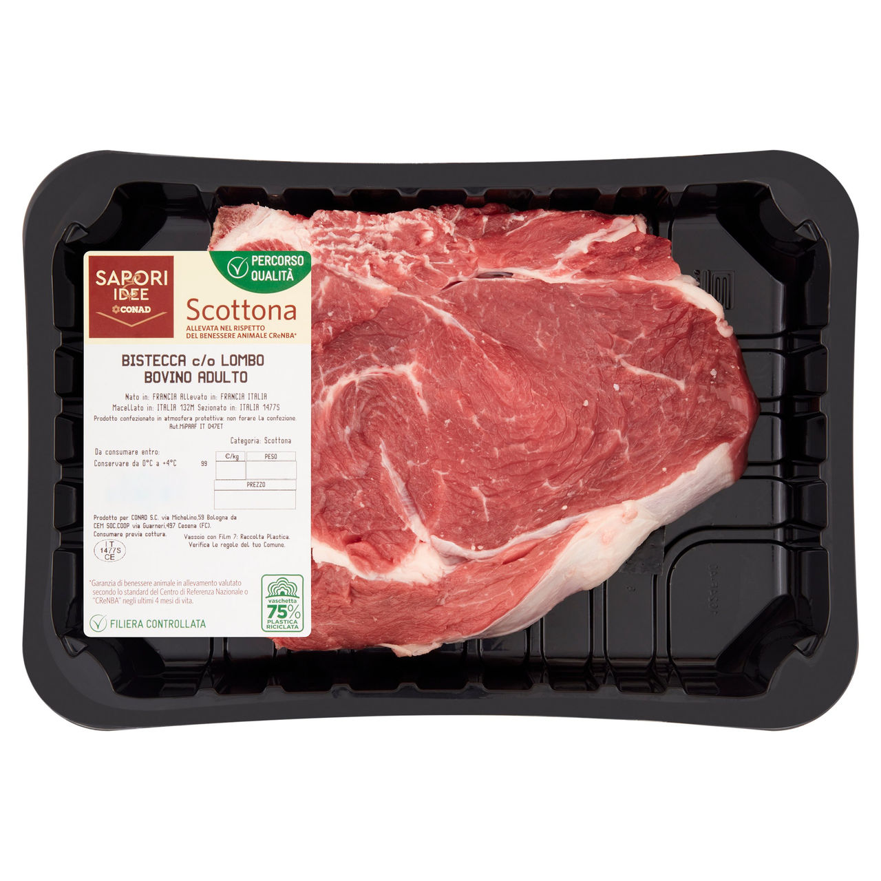 SAPORI E IDEE Percorso Qualità Scottona Bistecca di Lombo con Osso di Bovino Adulto Scottona