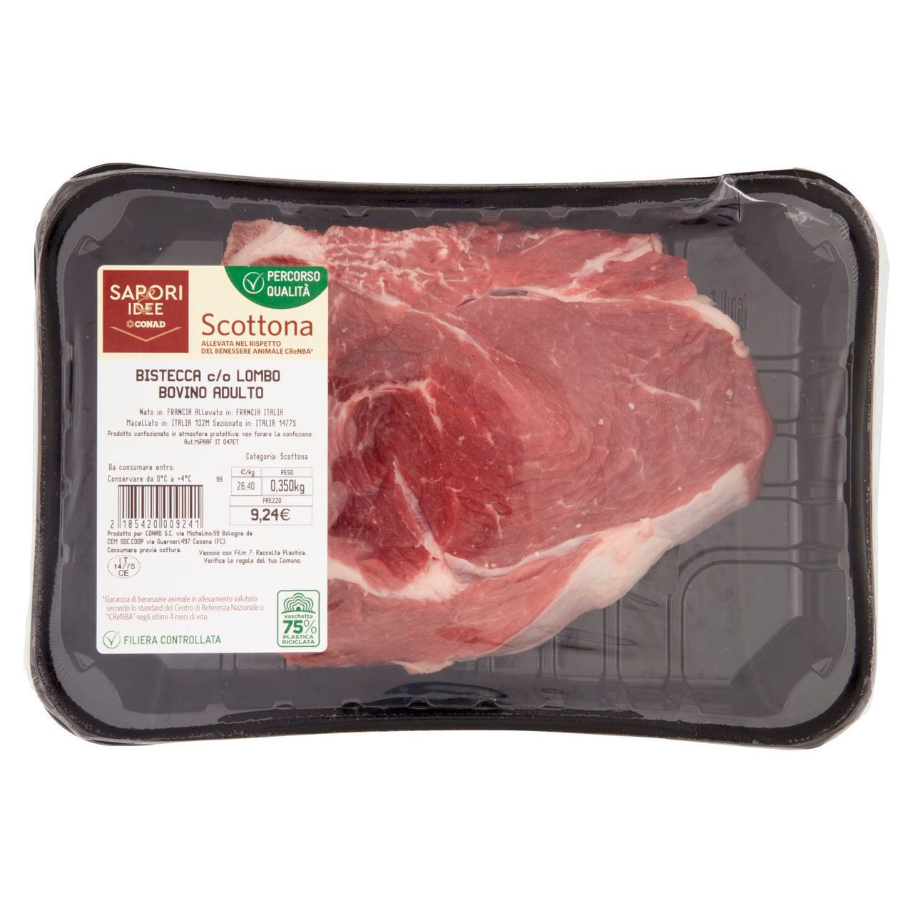 SAPORI E IDEE Percorso Qualità Scottona Bistecca di Lombo con Osso di Bovino Adulto Scottona