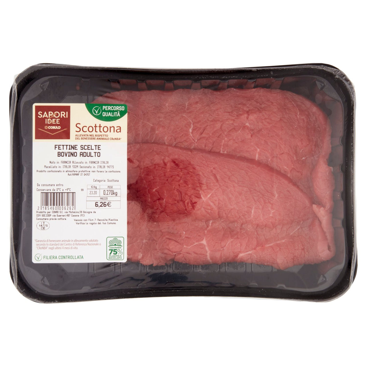 SAPORI & IDEE CONAD Percorso Qualità Scottona Fettine Scelte Bovino Adulto benessere
