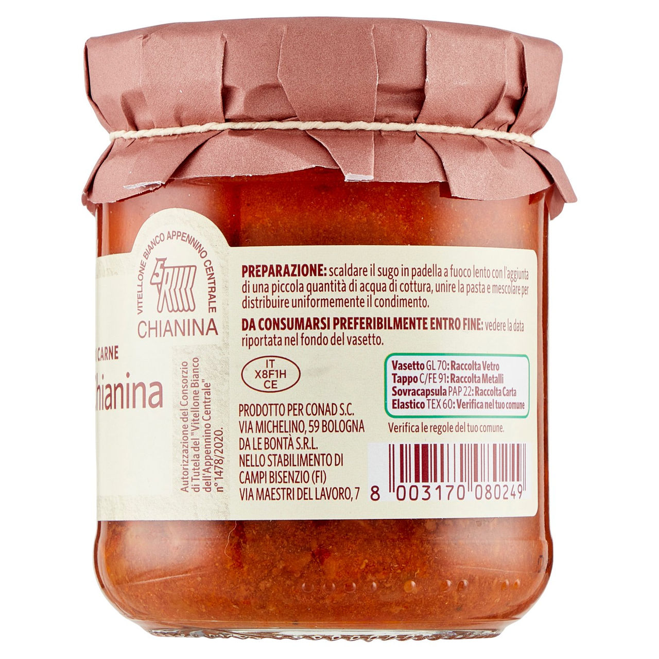 Ragù di Carne di Chianina 180g Conad