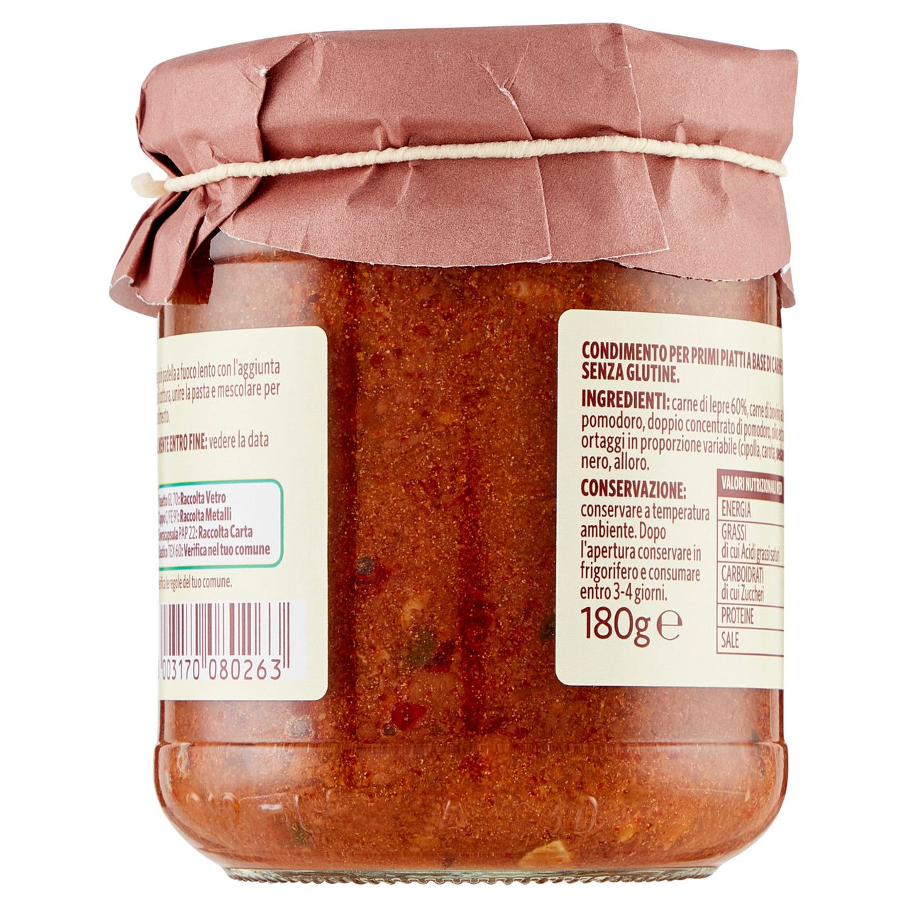 Ragù di Carne di Lepre 180 g Sapori e Idee Conad