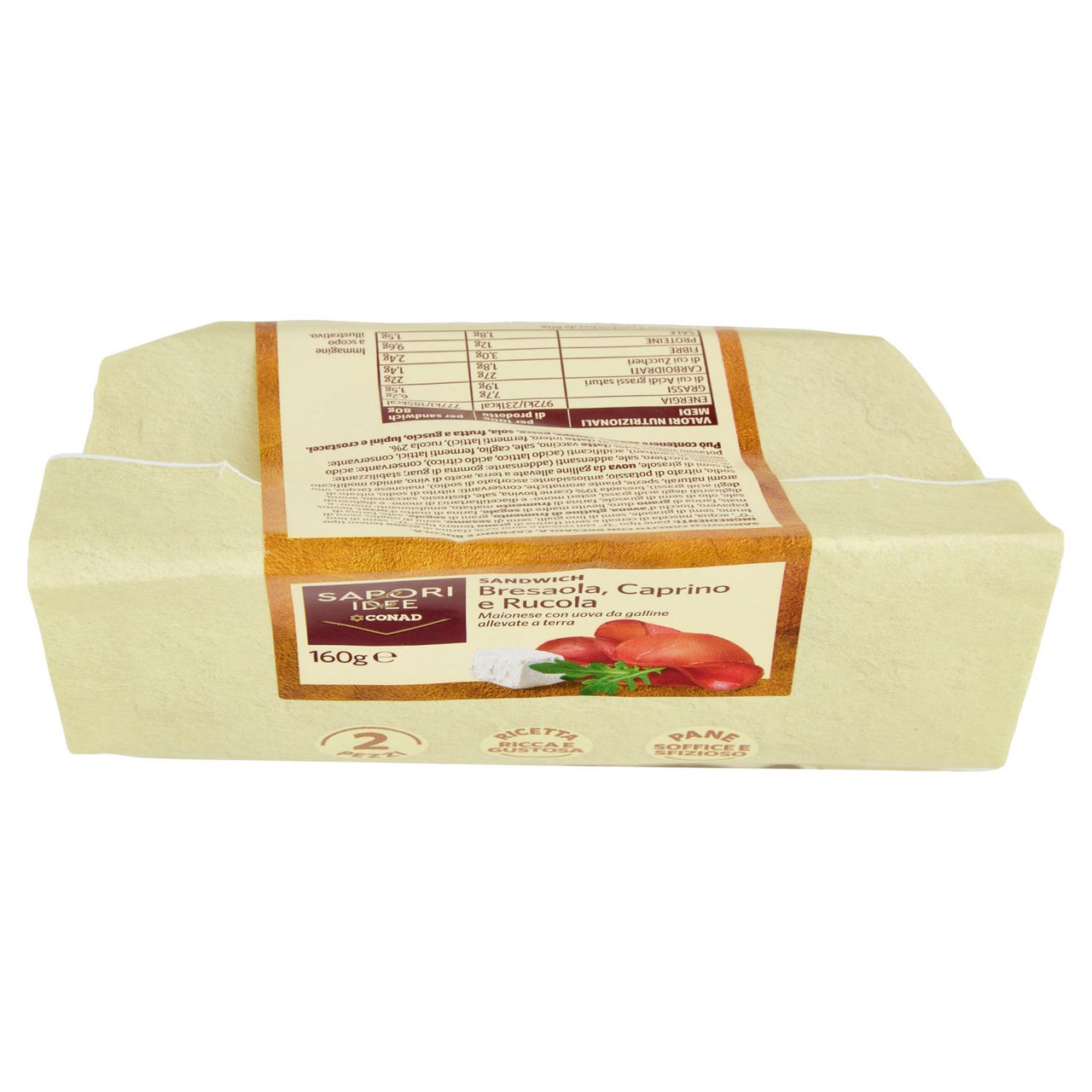 SAPORI & IDEE CONAD Sandwich Bresaola, Caprino e Rucola 2 Pezzi 160 g