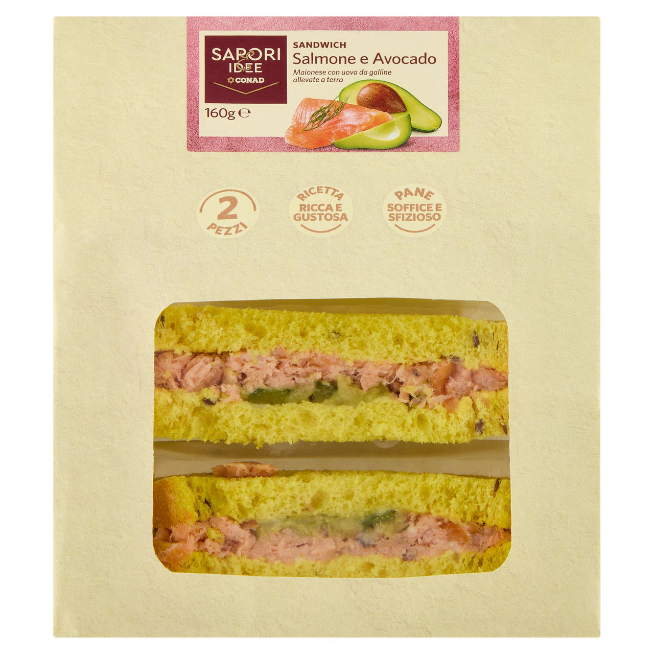 SAPORI & IDEE CONAD Sandwich Salmone e Avocado 2 Pezzi 160 g