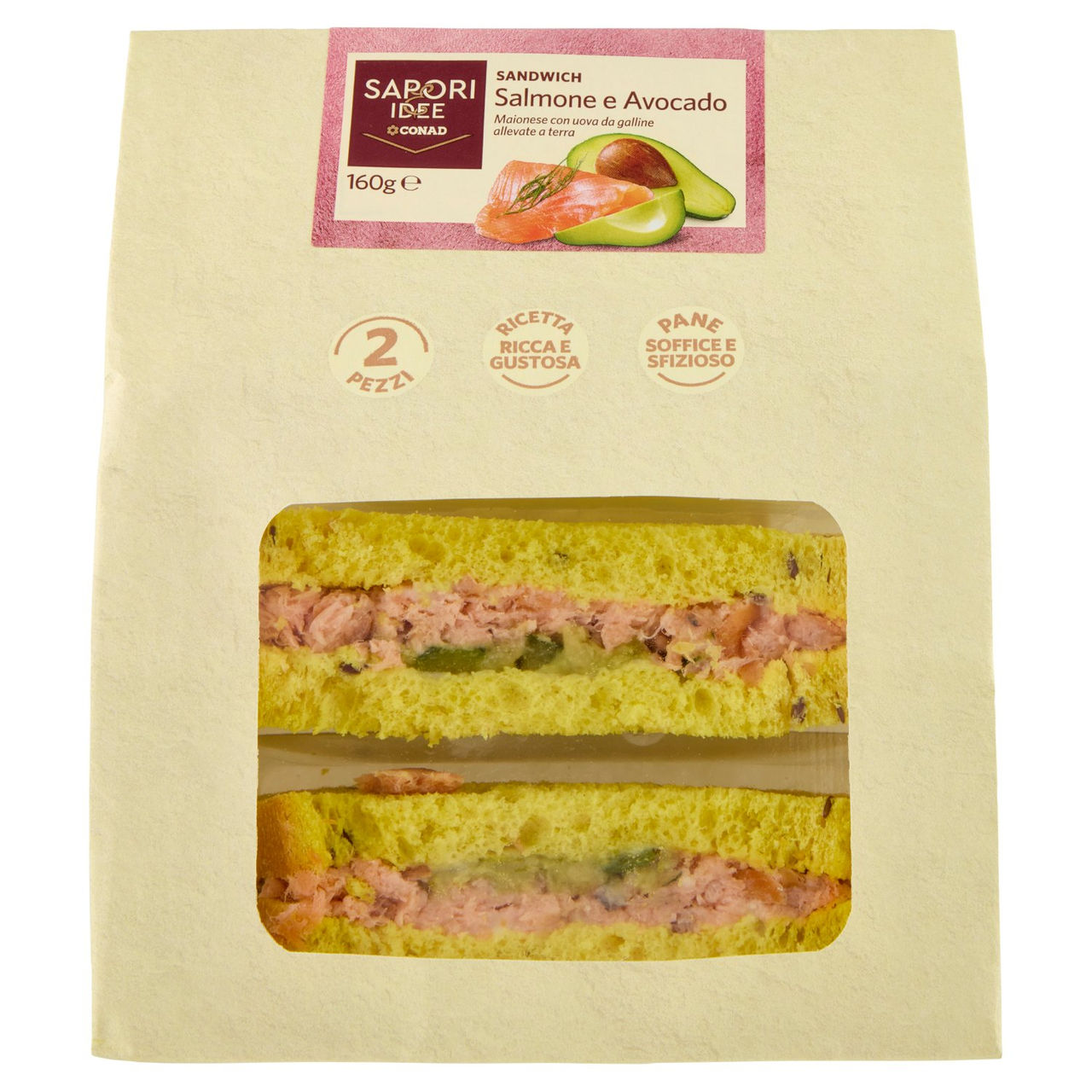 SAPORI & IDEE CONAD Sandwich Salmone e Avocado 2 Pezzi 160 g