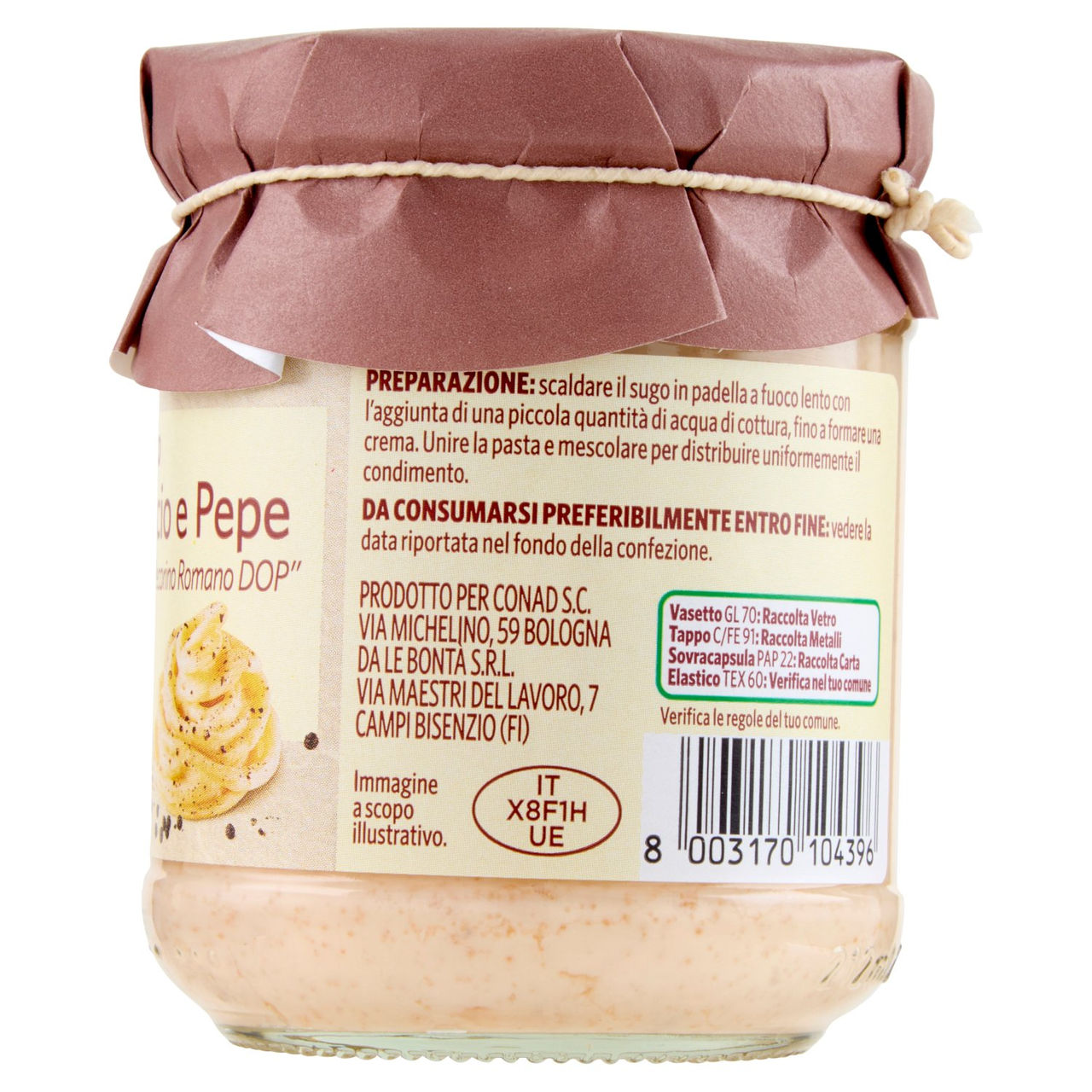 SAPORI & IDEE CONAD Sugo Cacio e Pepe con "Pecorino Romano DOP" 180 g