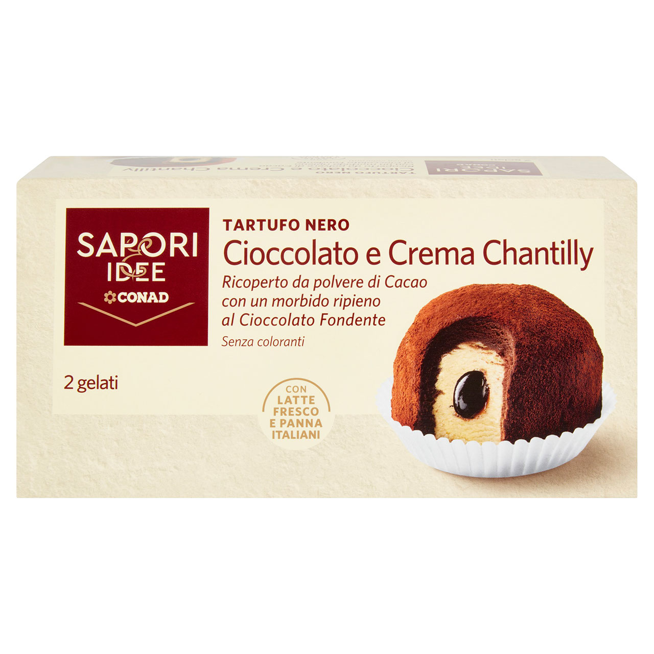 Tartufo Nero Cioccolato e Chantilly 2x95g Conad