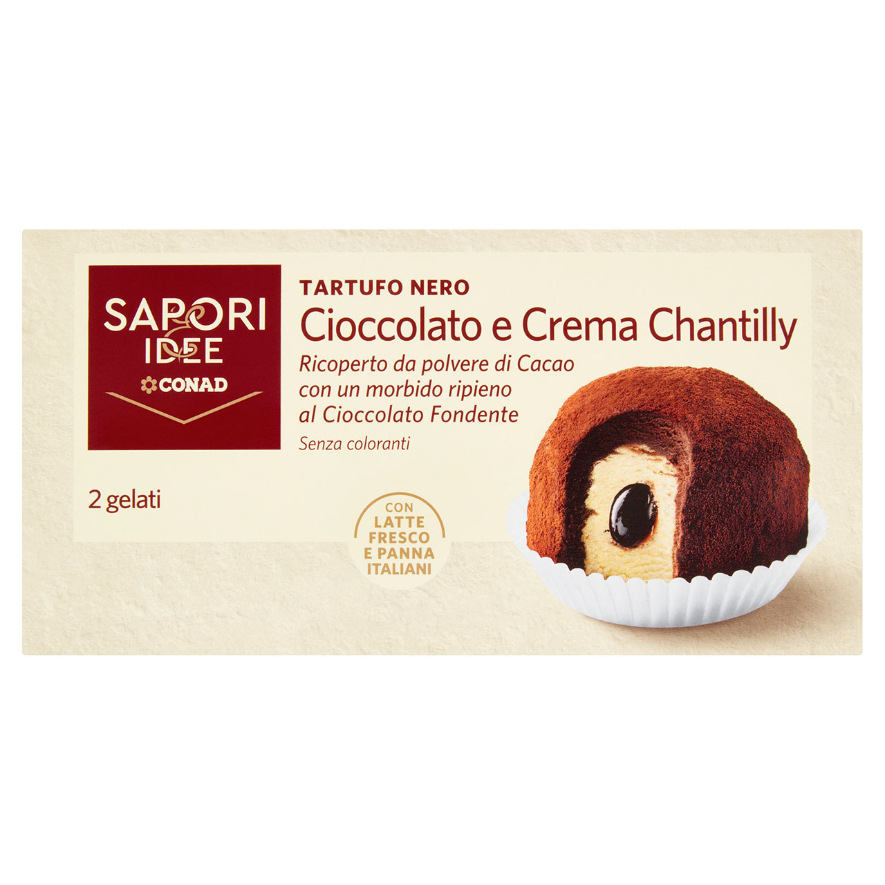 Tartufo Nero Cioccolato e Chantilly 2x95g Conad