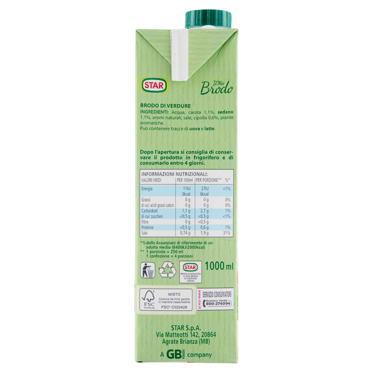 Star il Mio Brodo di Verdure 1000 ml