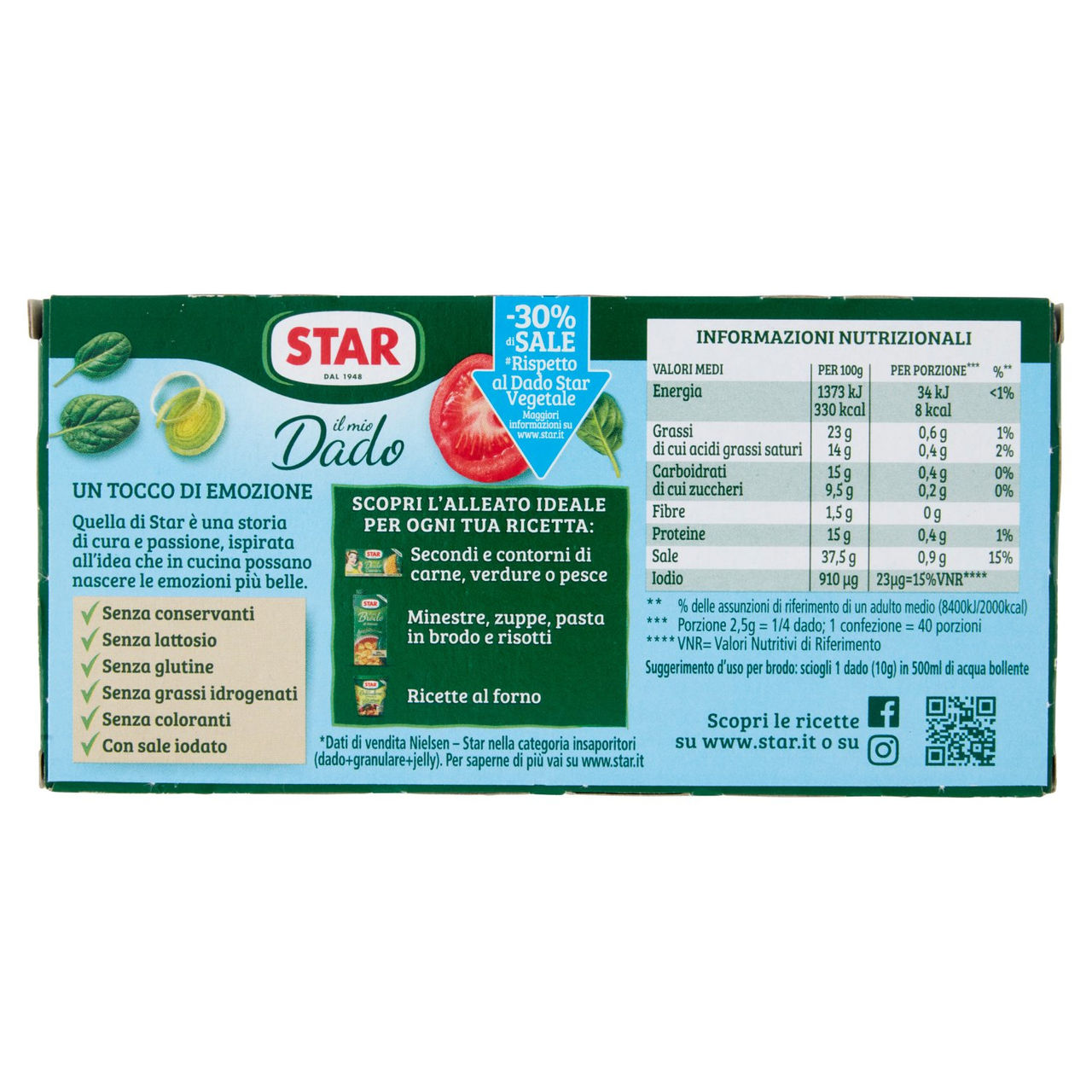 Star il Mio Dado Vegetale -30% di Sale# 10 Dadi 100 g