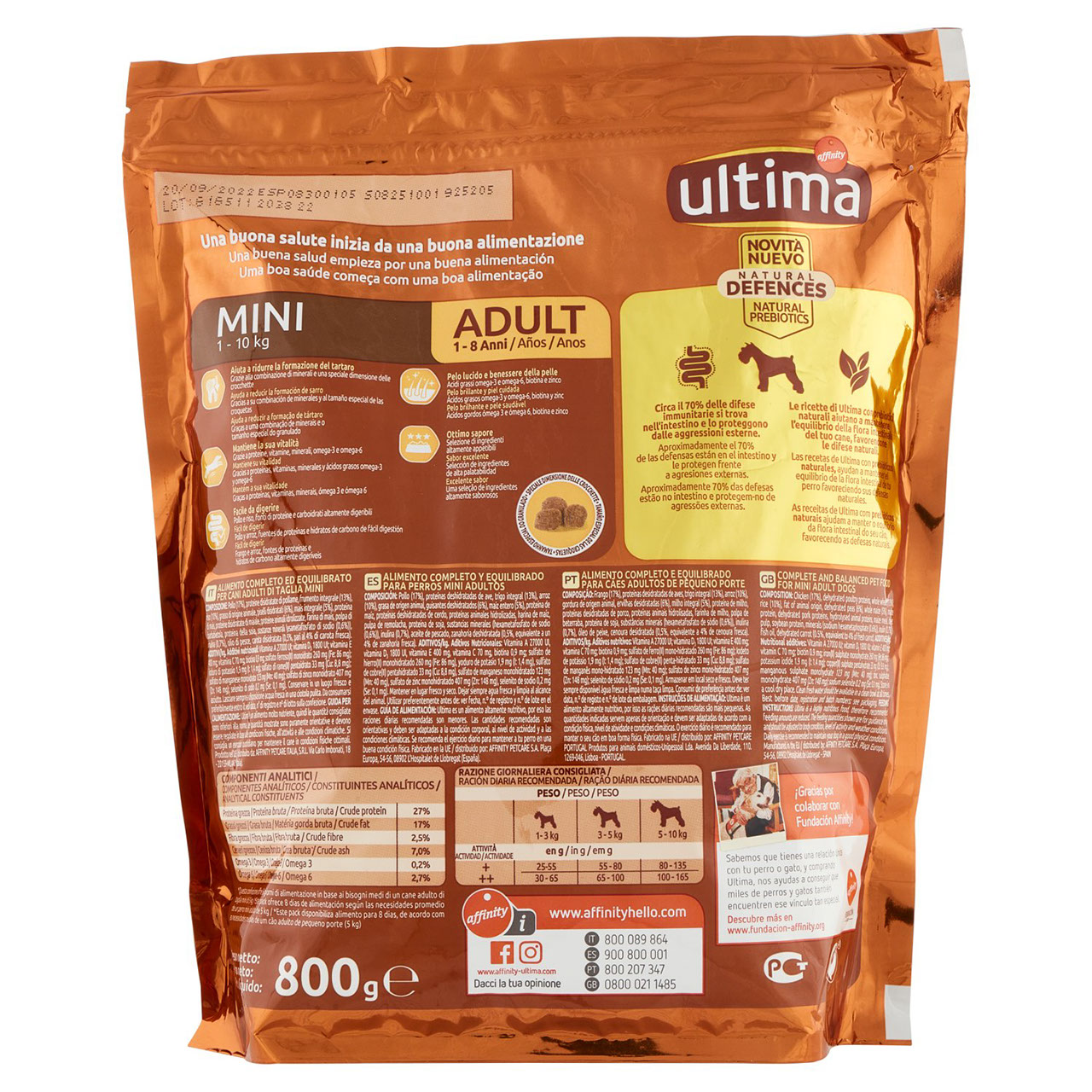 Ultima Dog Mini 1-10 kg Adult 1-8 Anni Pollo 800 g